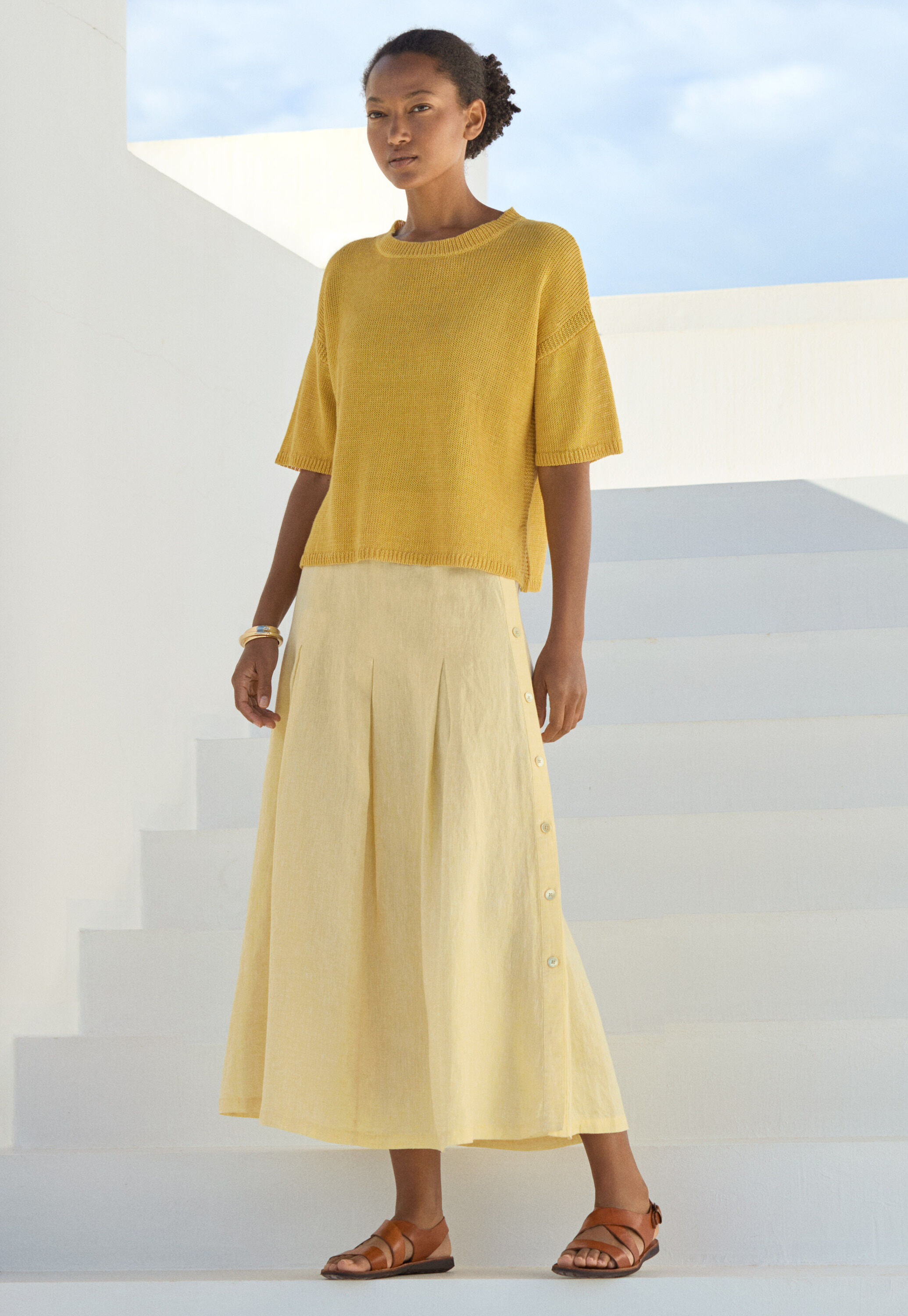 Short-sleeve sweater, Honey, large