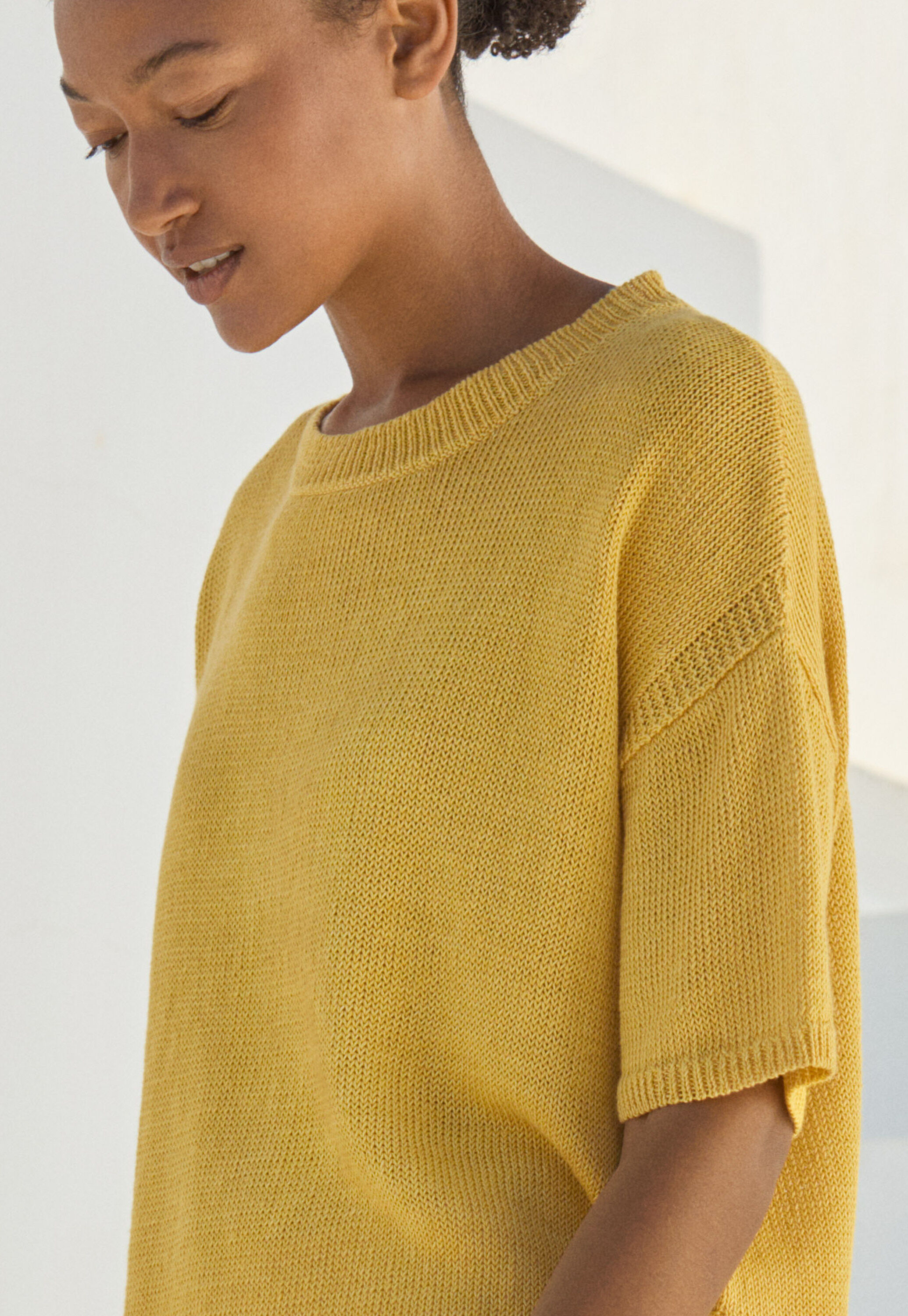 Short-sleeve sweater, Honey, large