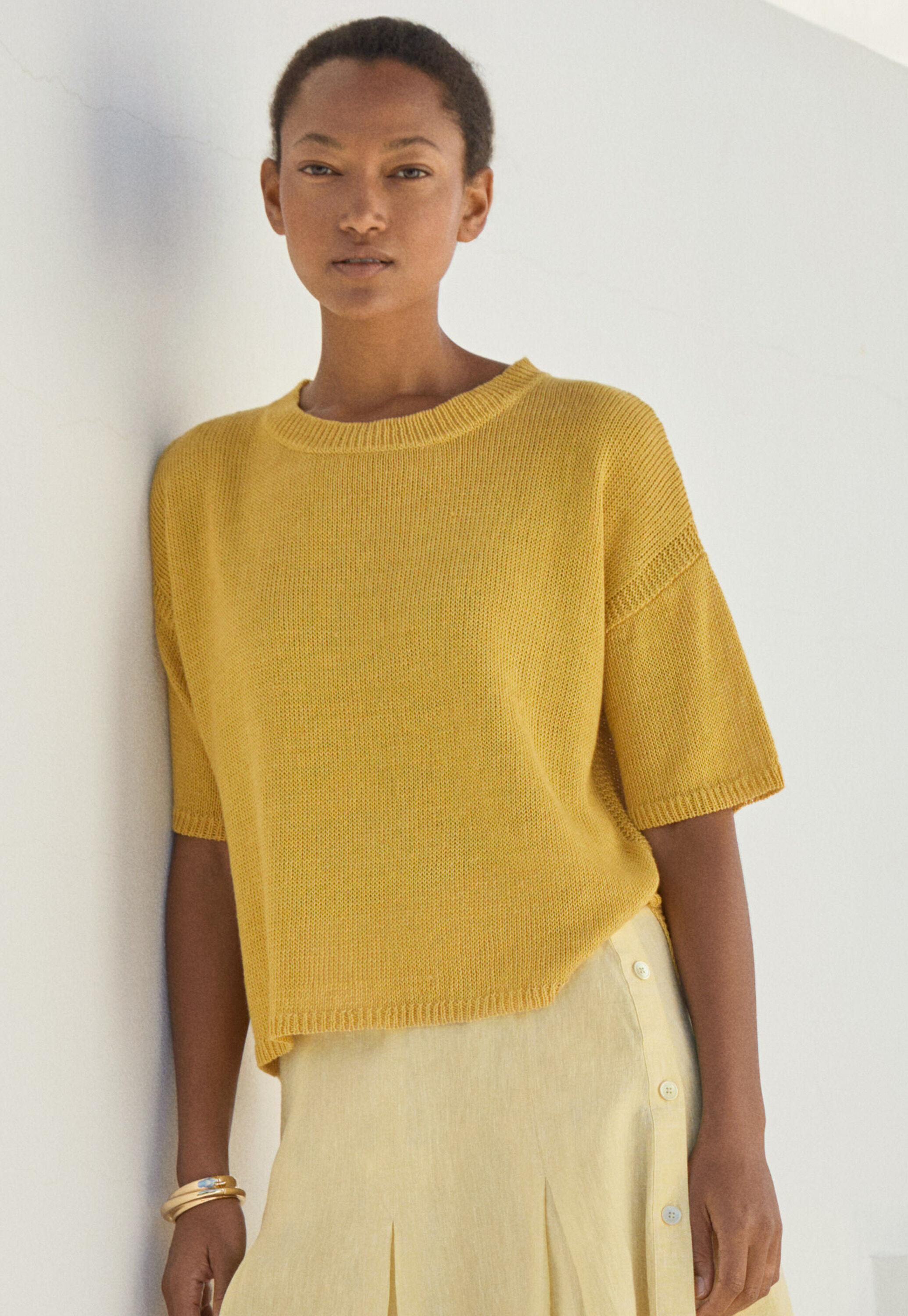Short-sleeve sweater, Honey, large