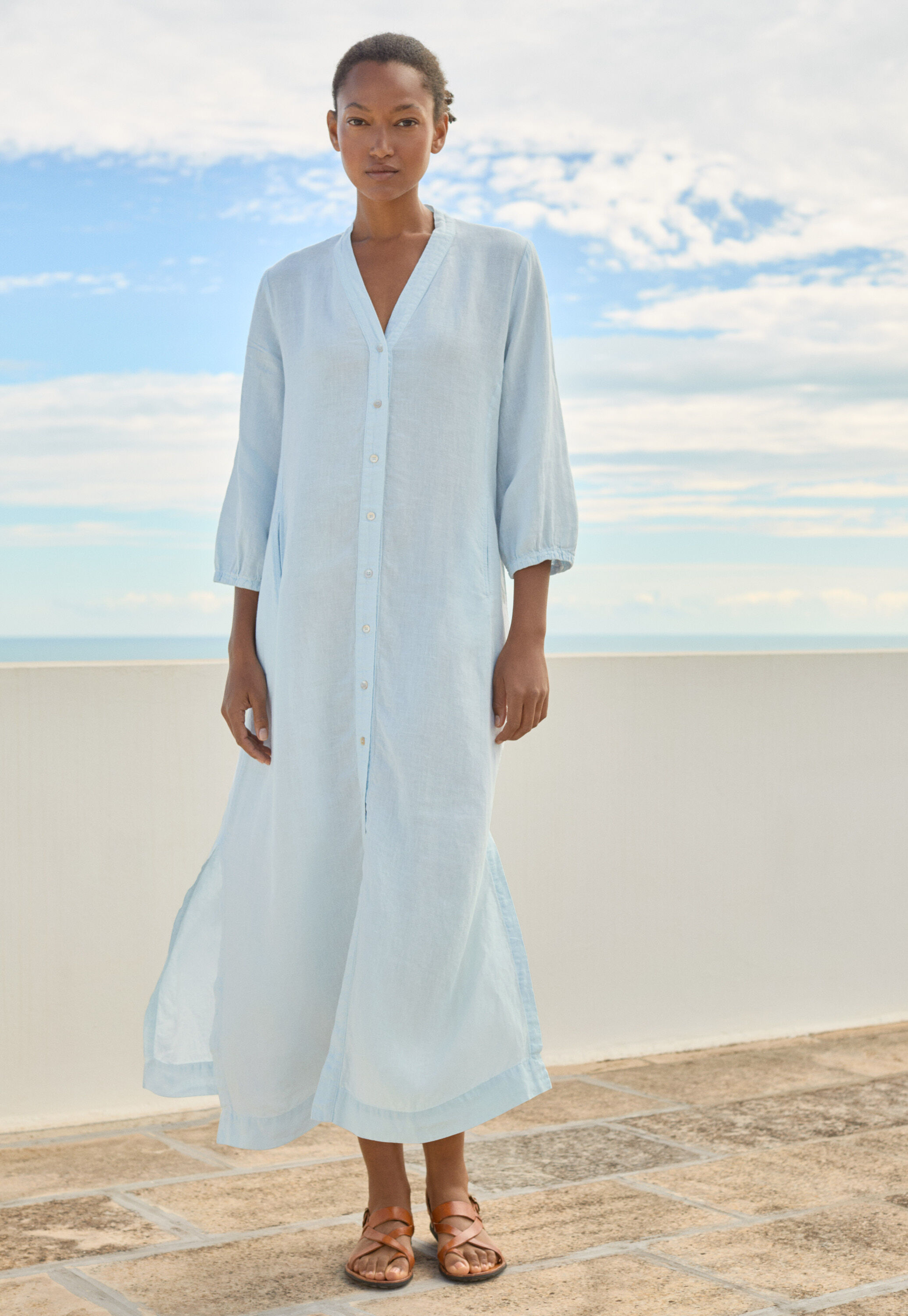 Button-through dress, Pale chambray, large
