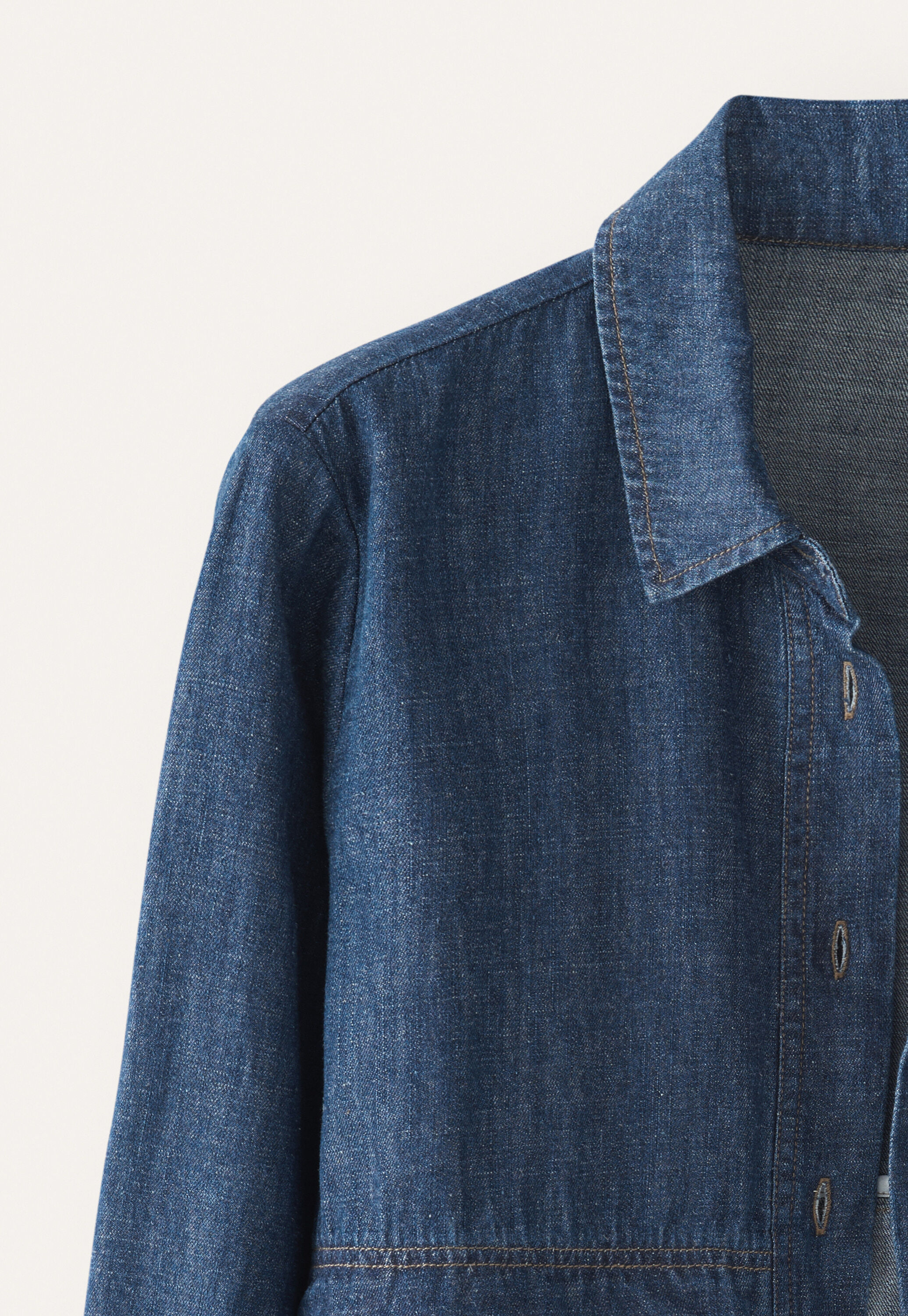 Indigo-dyed overshirt, Dark denim, large
