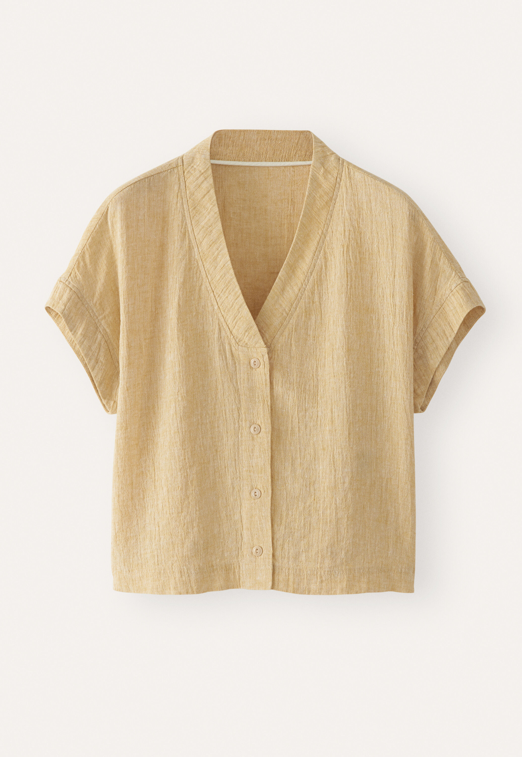 V-neck top, Soft yellow, large