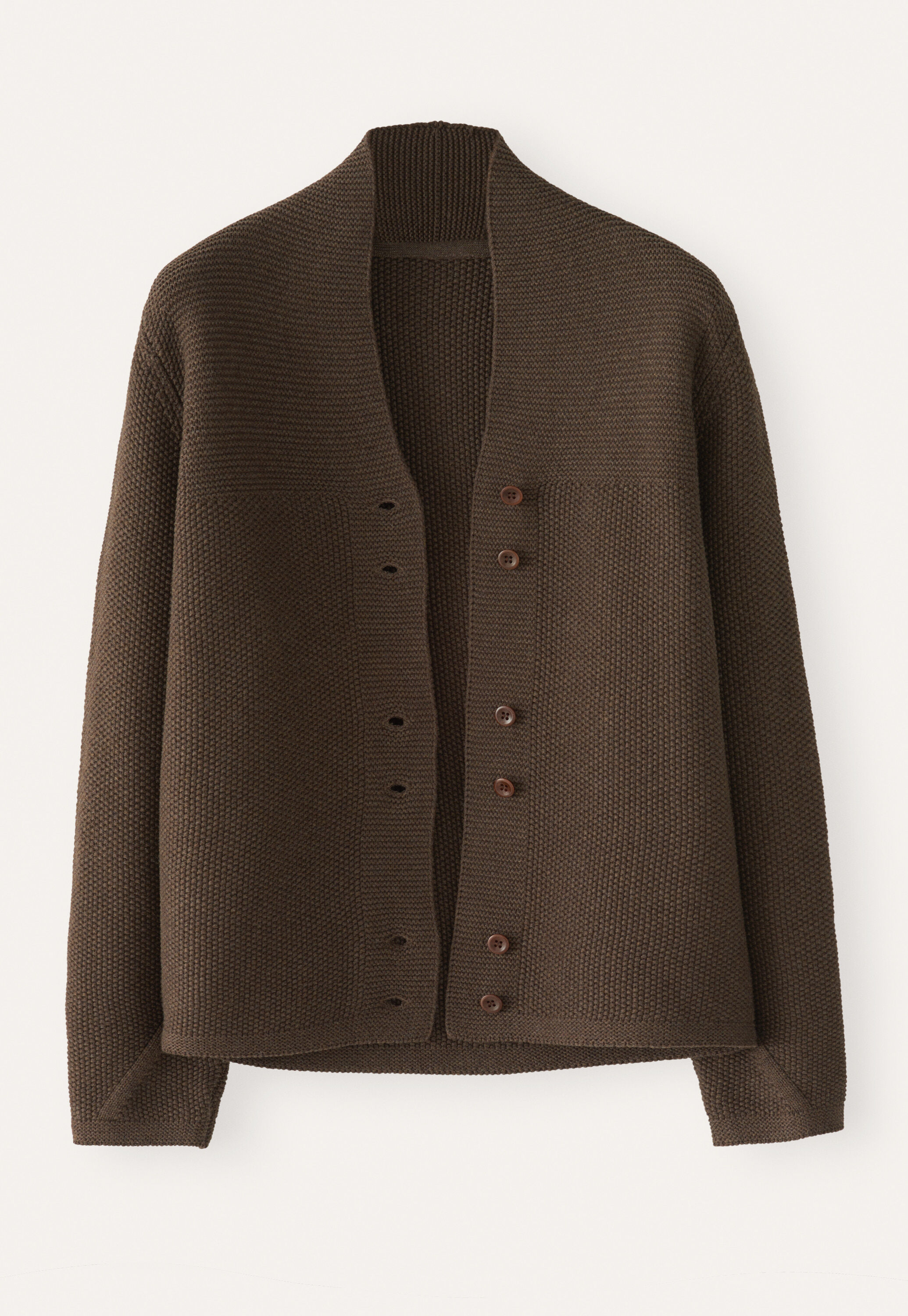 Button-front cardigan, Dark brown, large