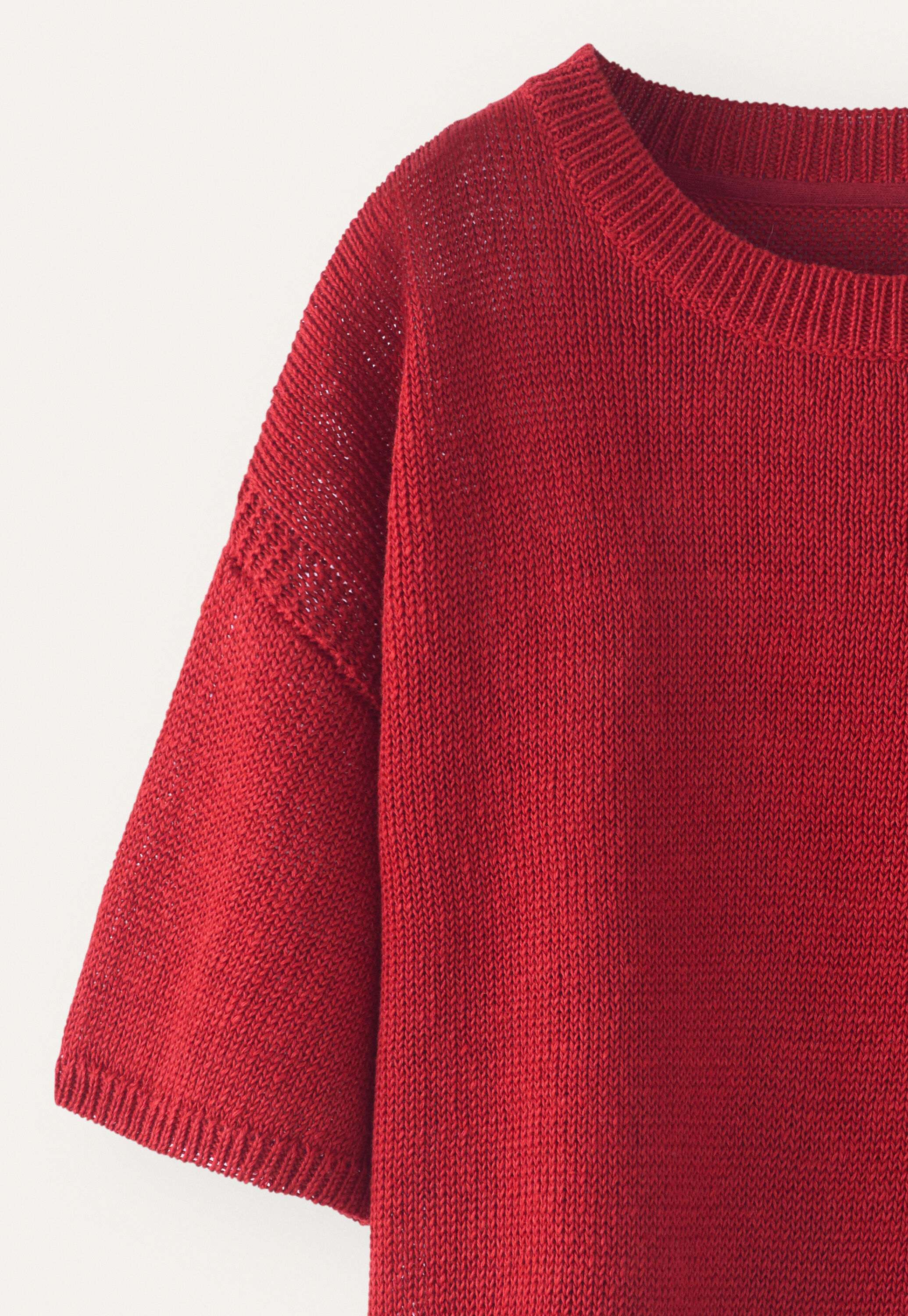 Short-sleeve sweater, Flame red, large