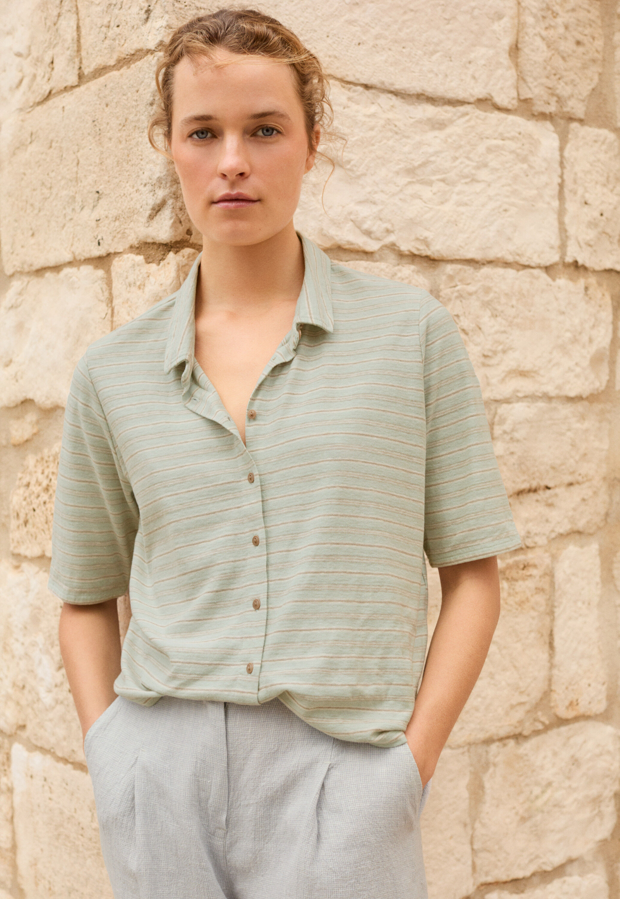 Striped jersey shirt