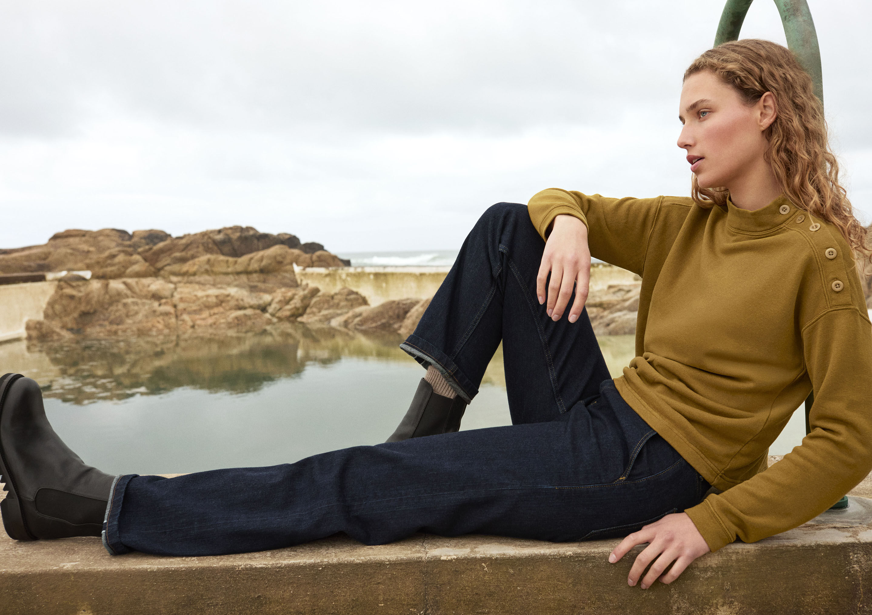 Button-shoulder top