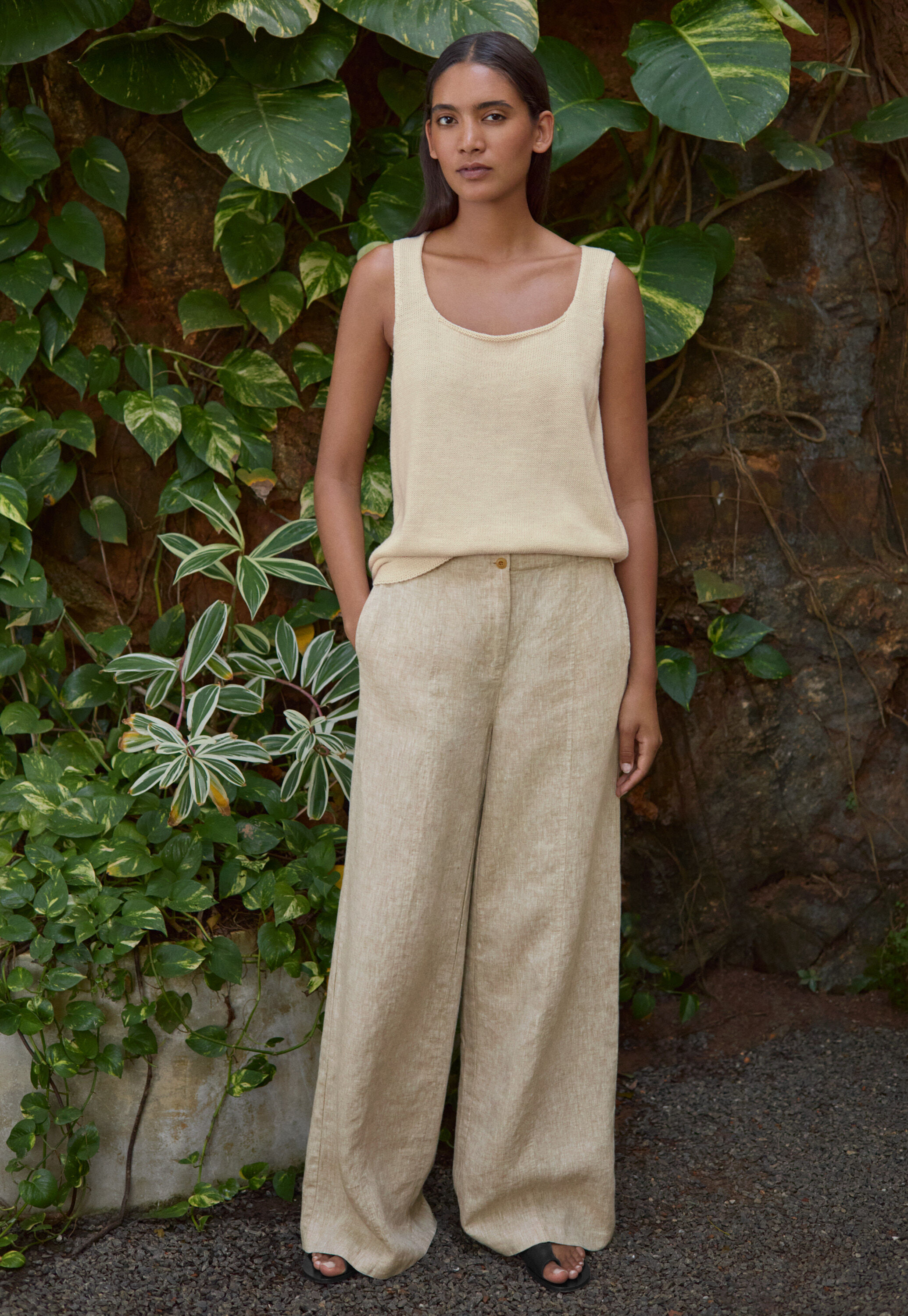 Front-seam trousers, Natural, large