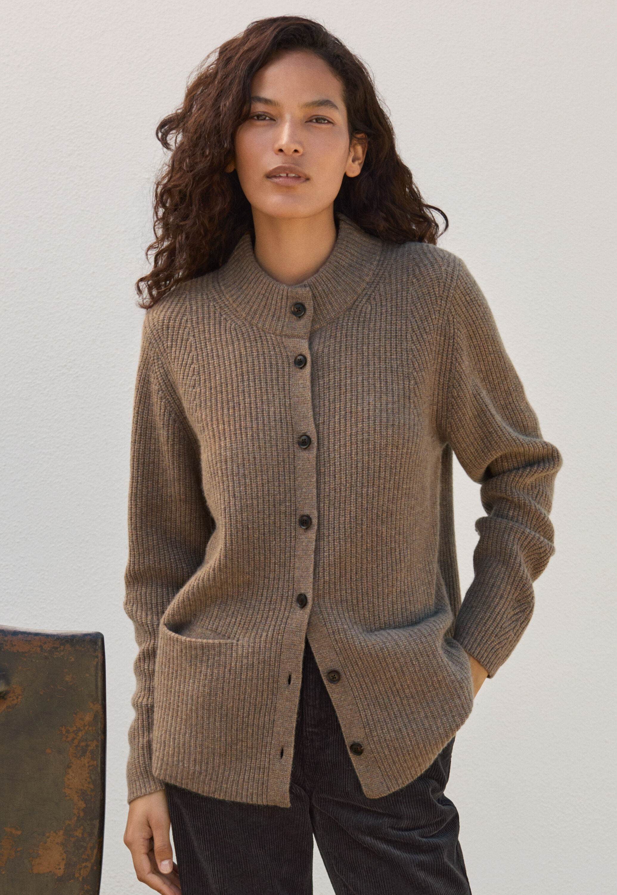 Rib-stitch cardigan