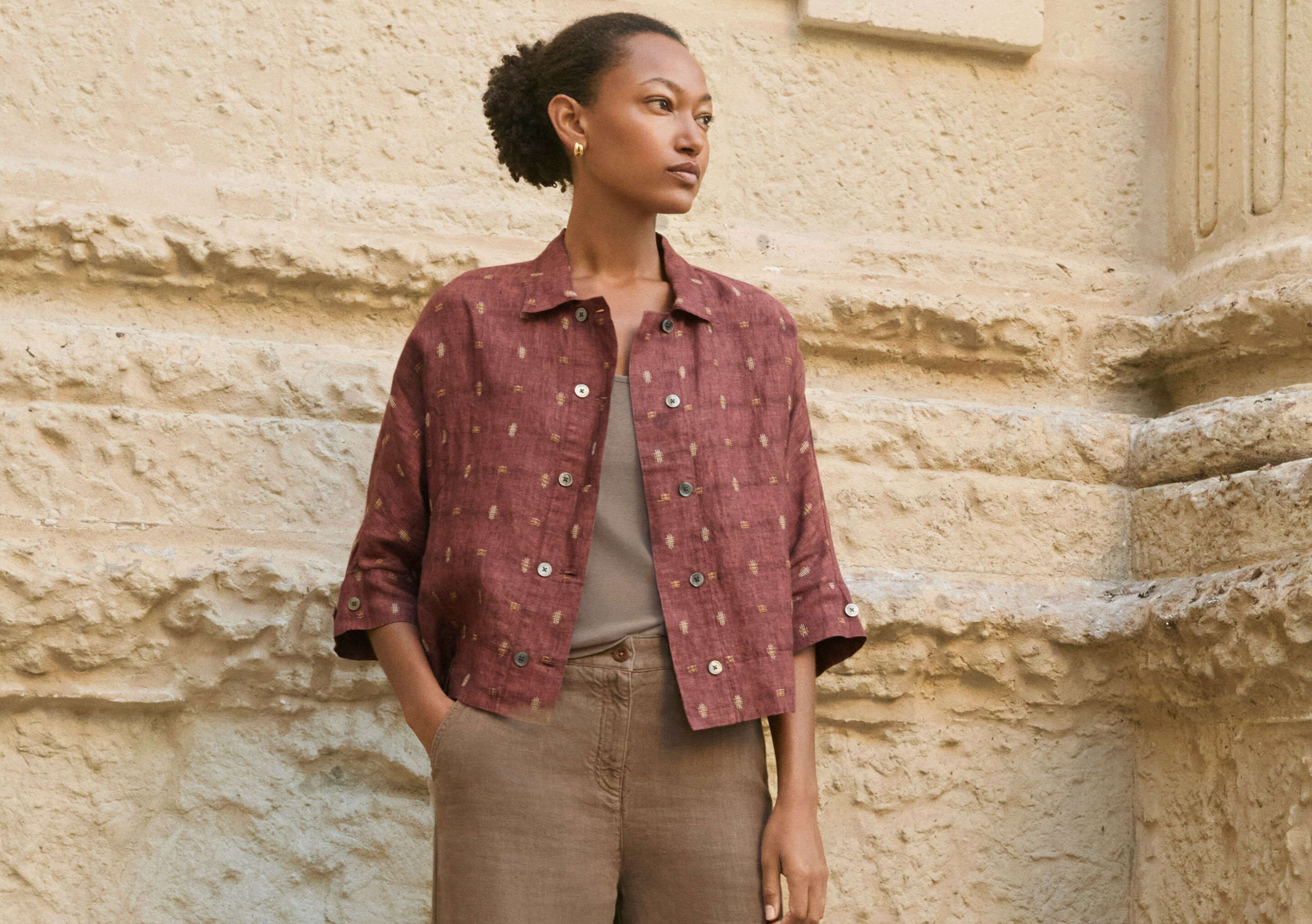 Clipped dobby blouse