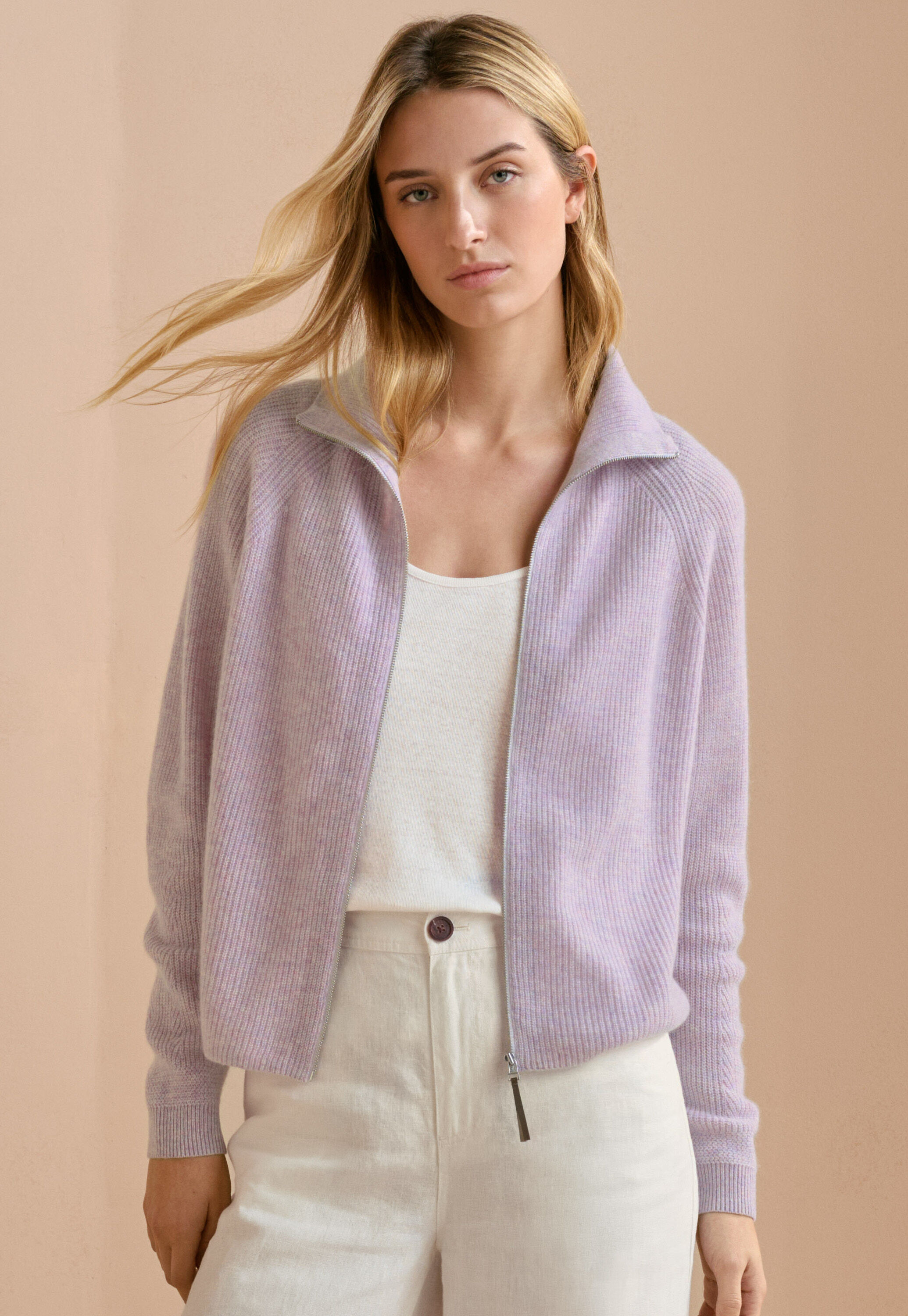 Zip-front cardigan