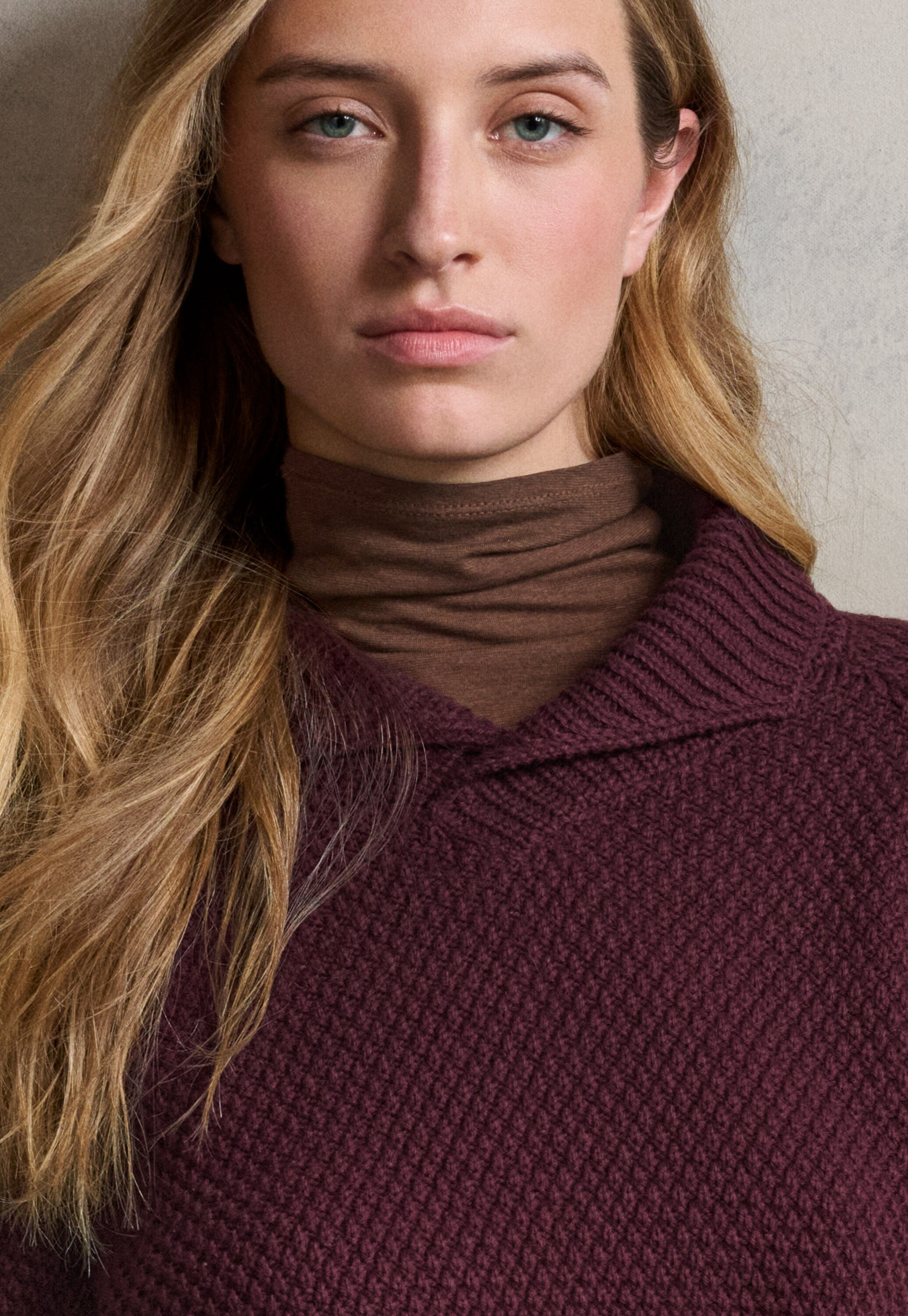 Moss-stitch collared sweater