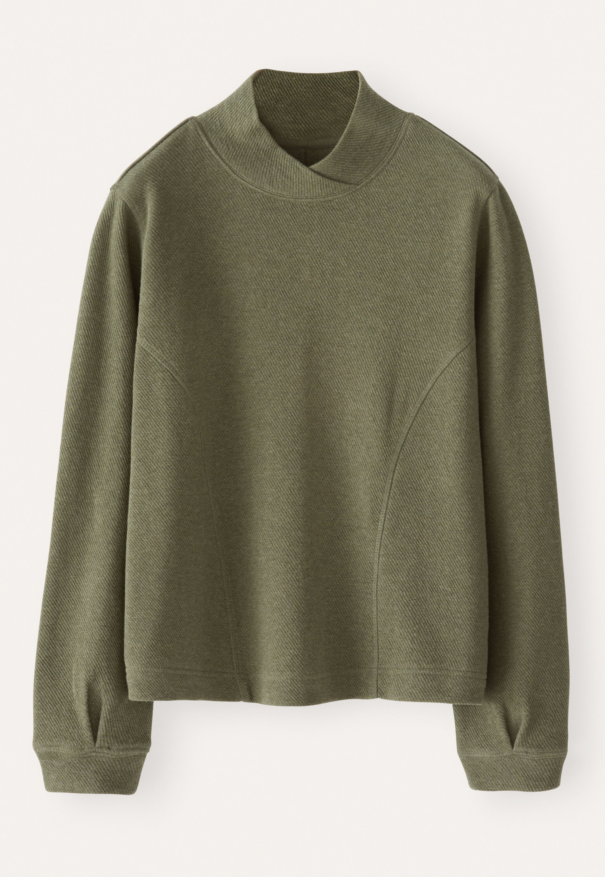 Cross-over neck sweatshirt