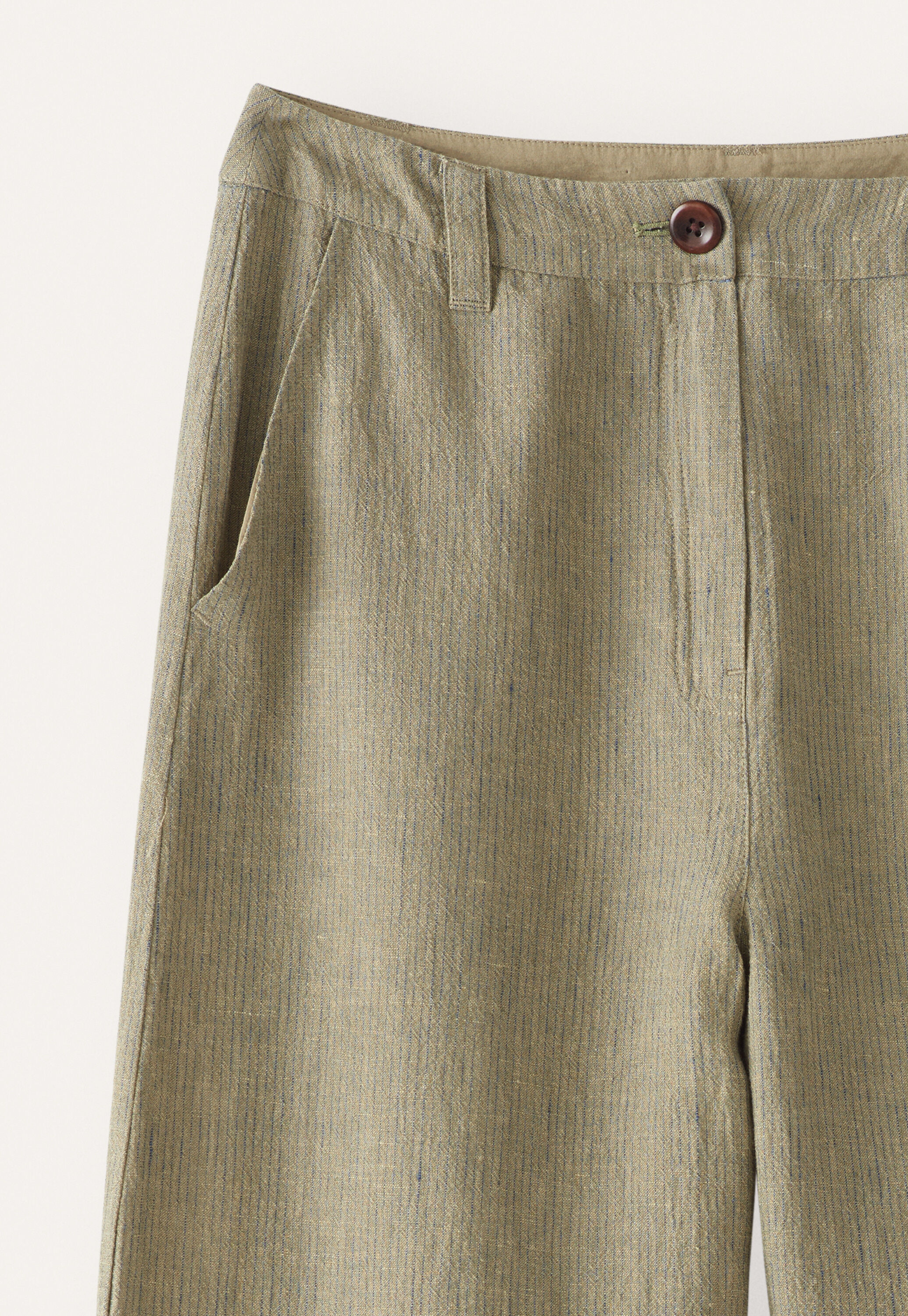 Striped dart-hem trousers