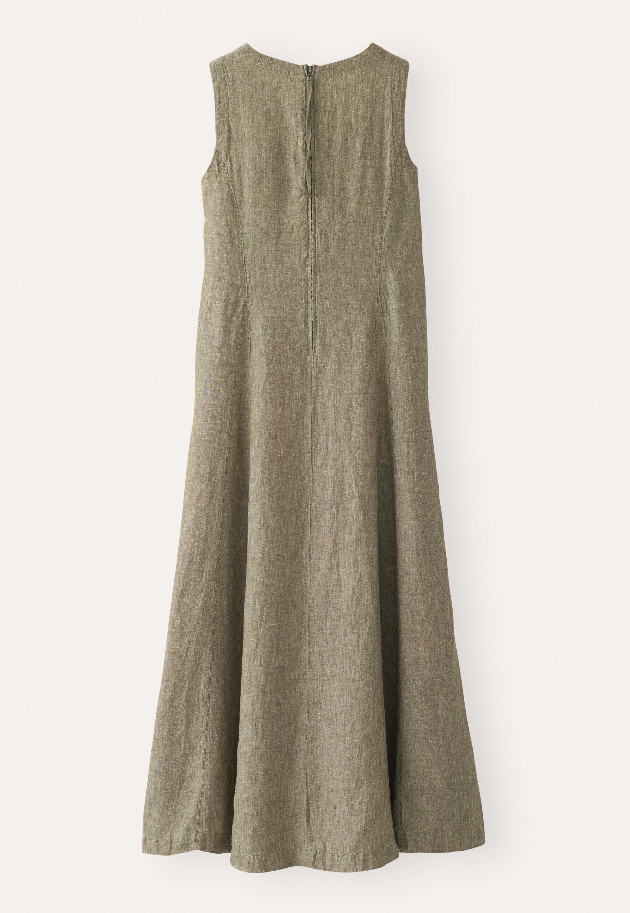 V-neck linen dress, Dark olive, large