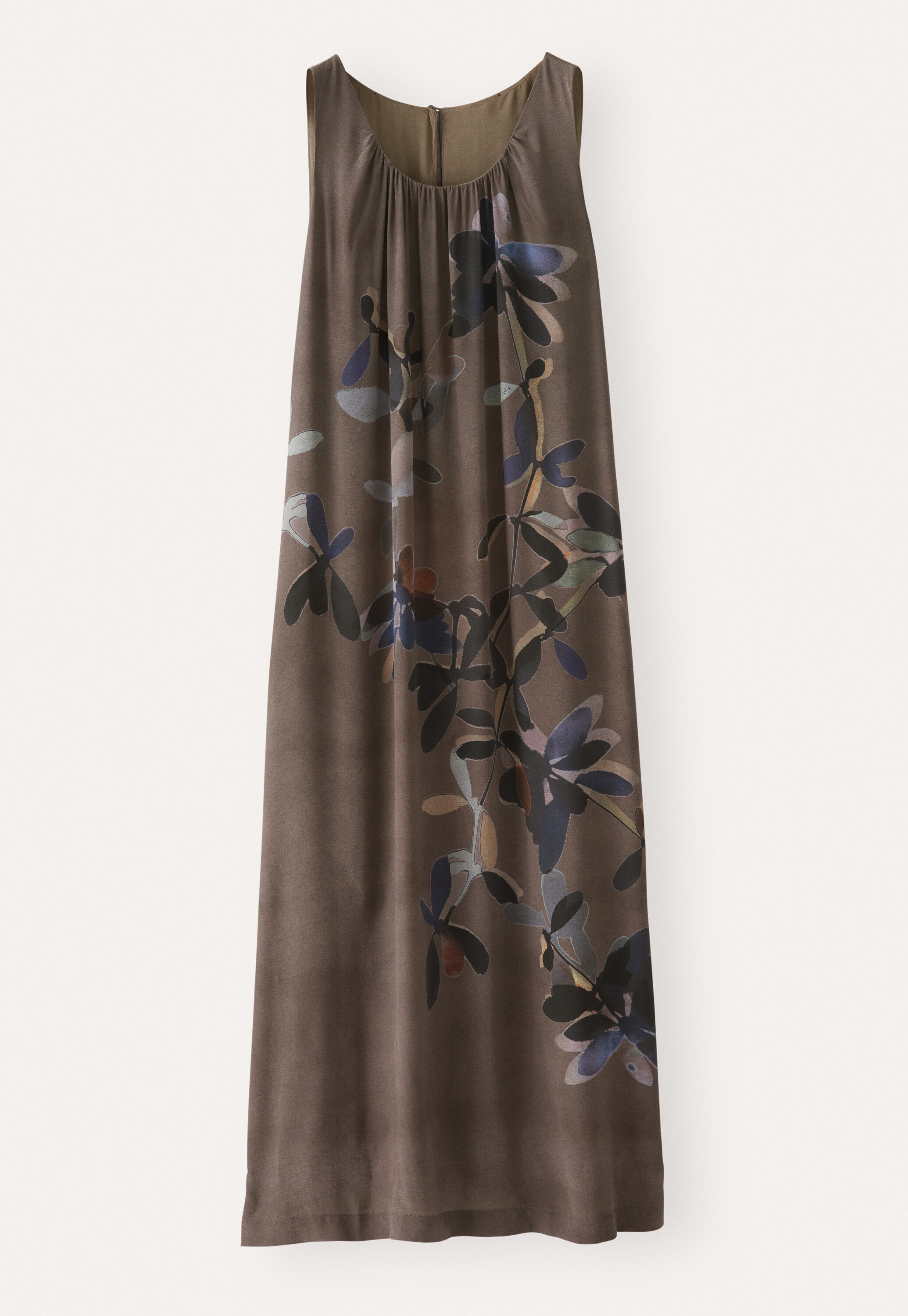 Printed sleeveless dress, Dark taupe, large