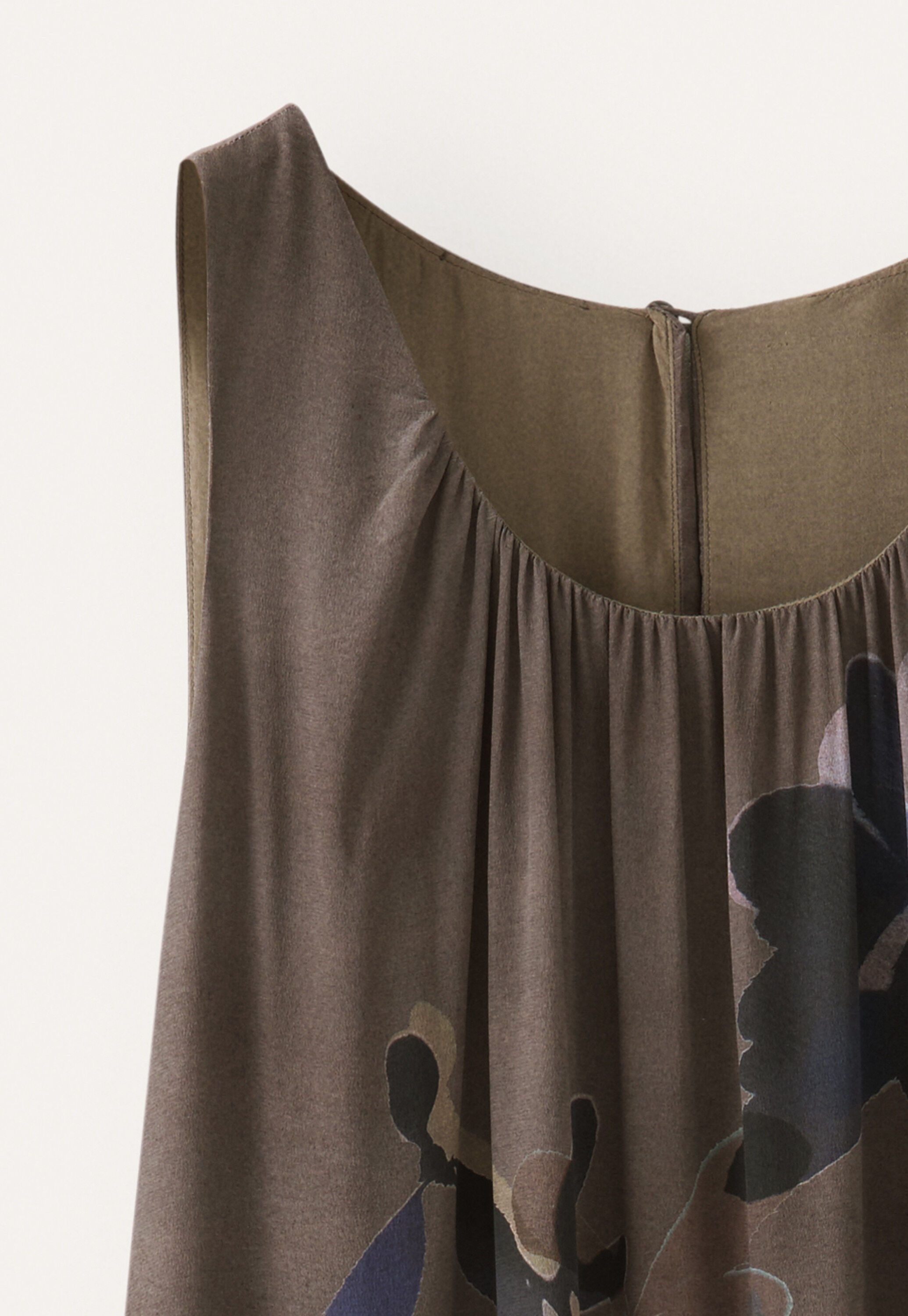 Printed sleeveless dress, Dark taupe, large