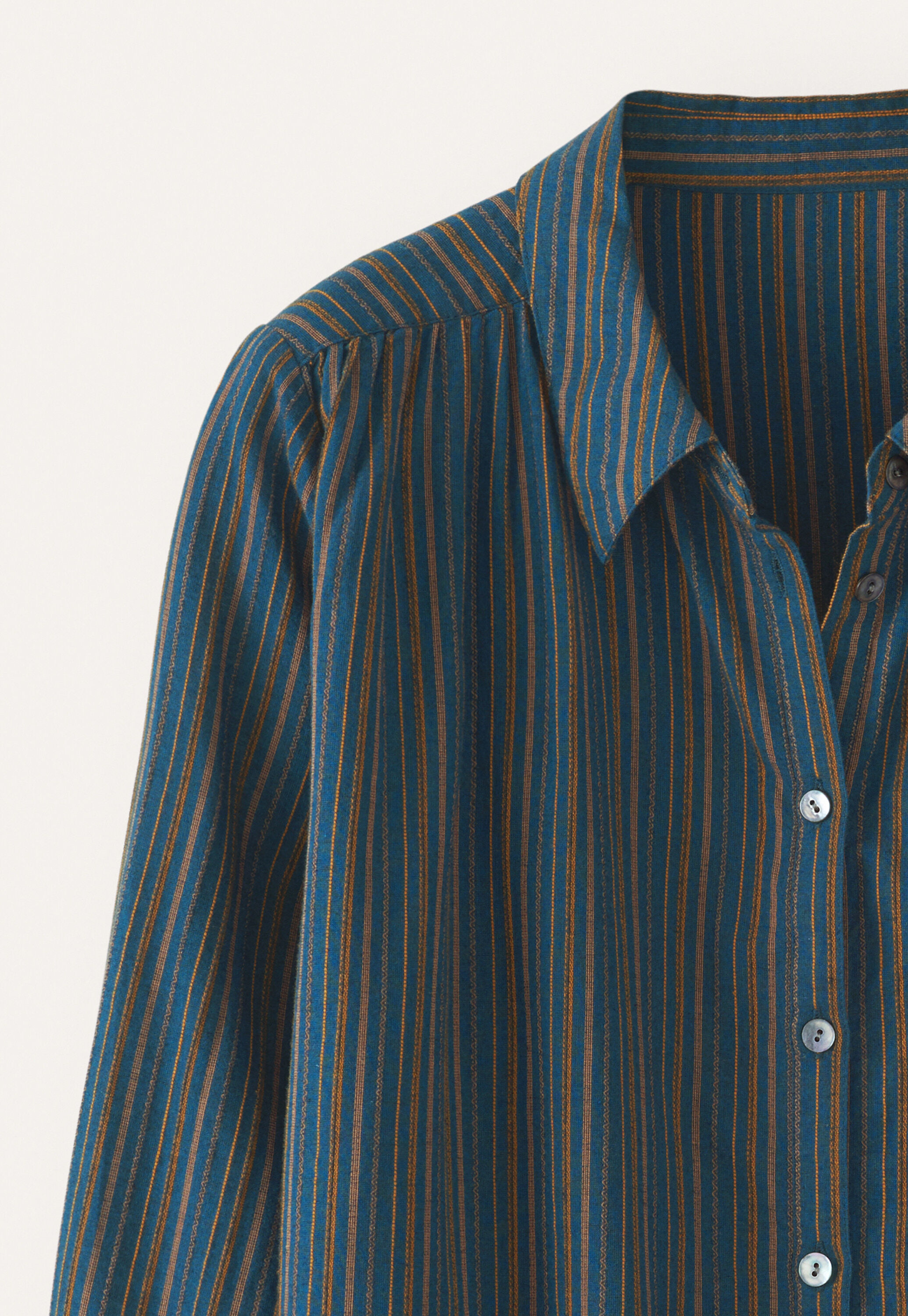 Striped blouse with gathers