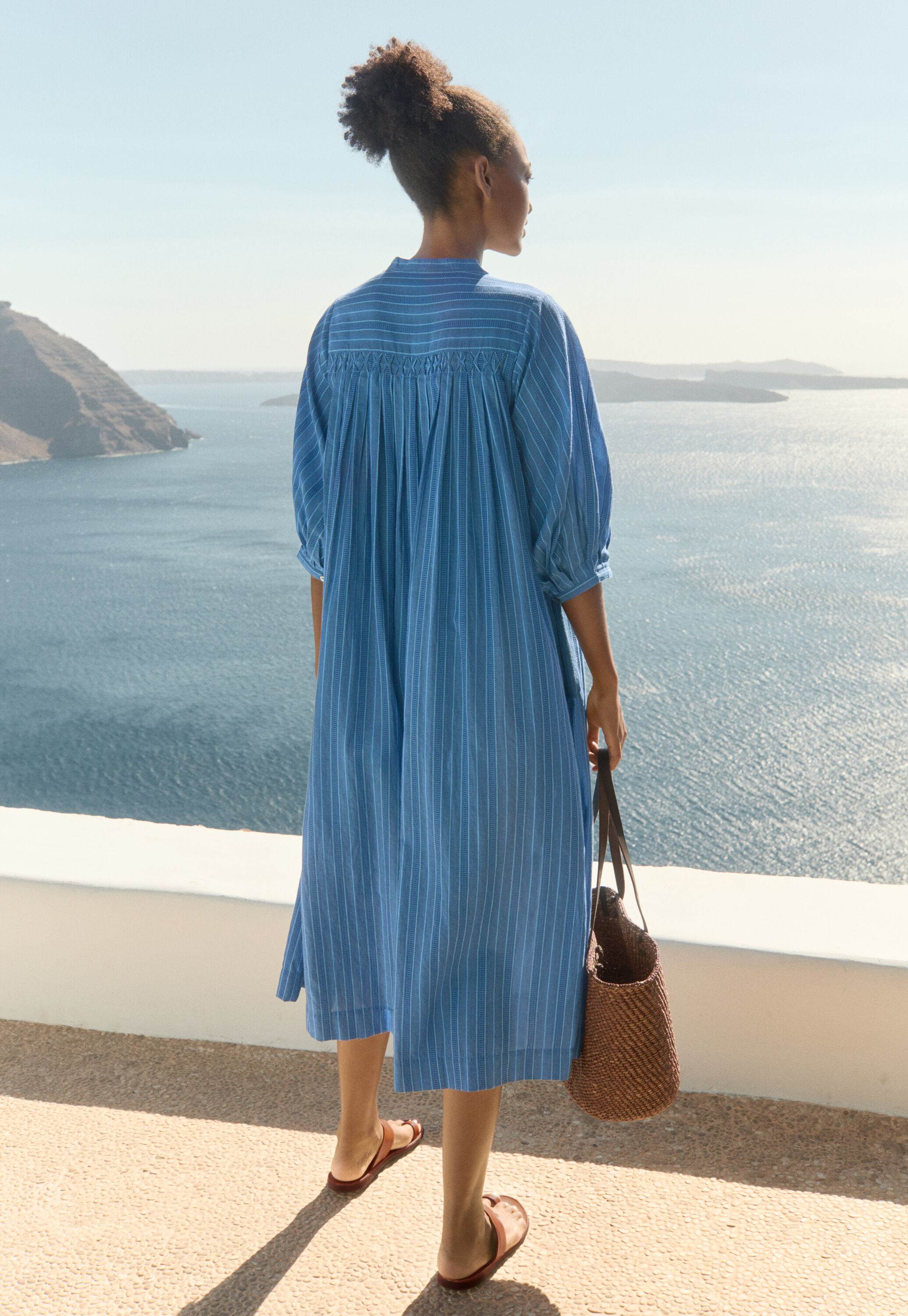 Striped maxi-length dress