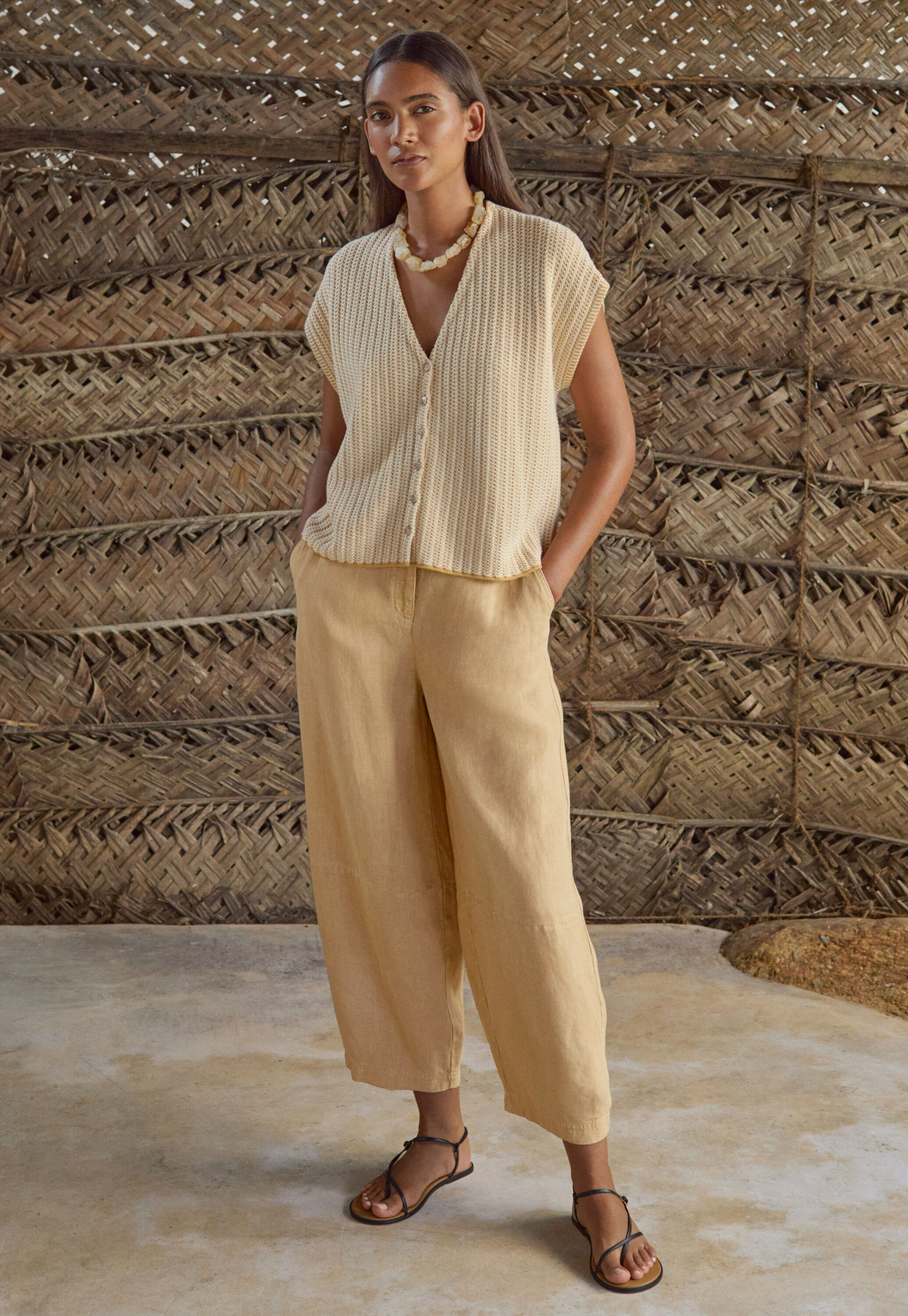 Two-tone button-through sweater