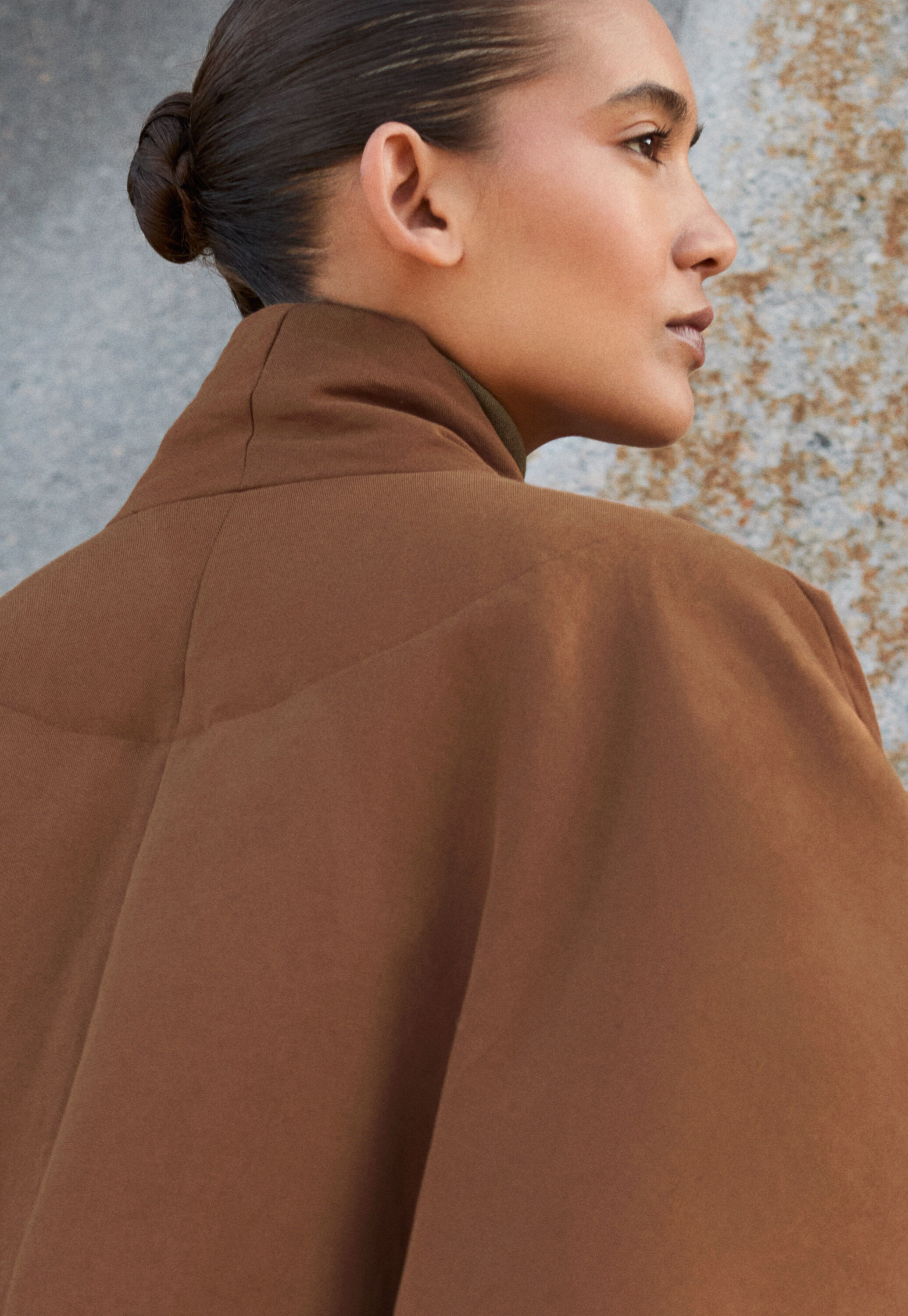 Shawl collar padded coat