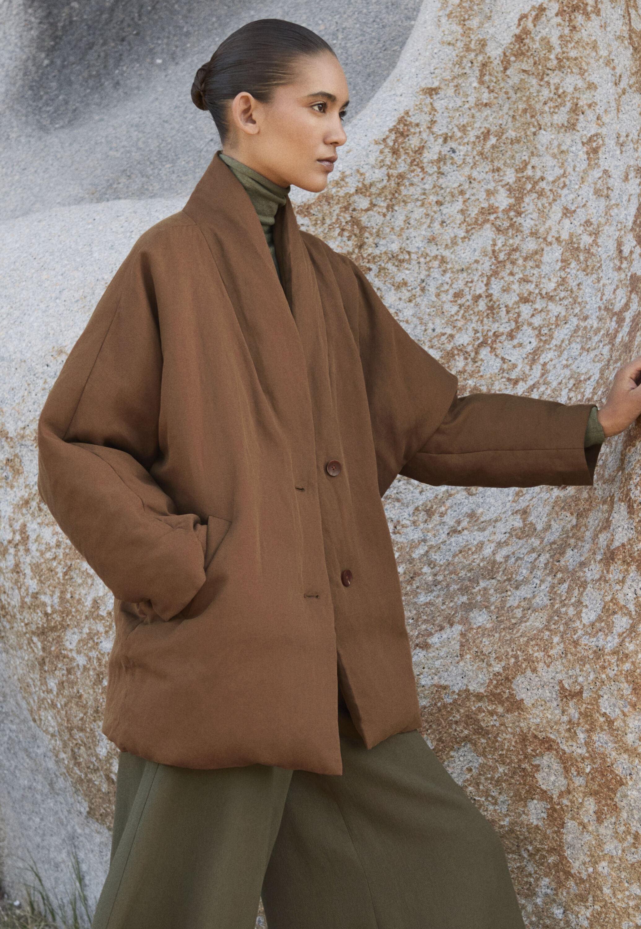 Shawl collar padded coat