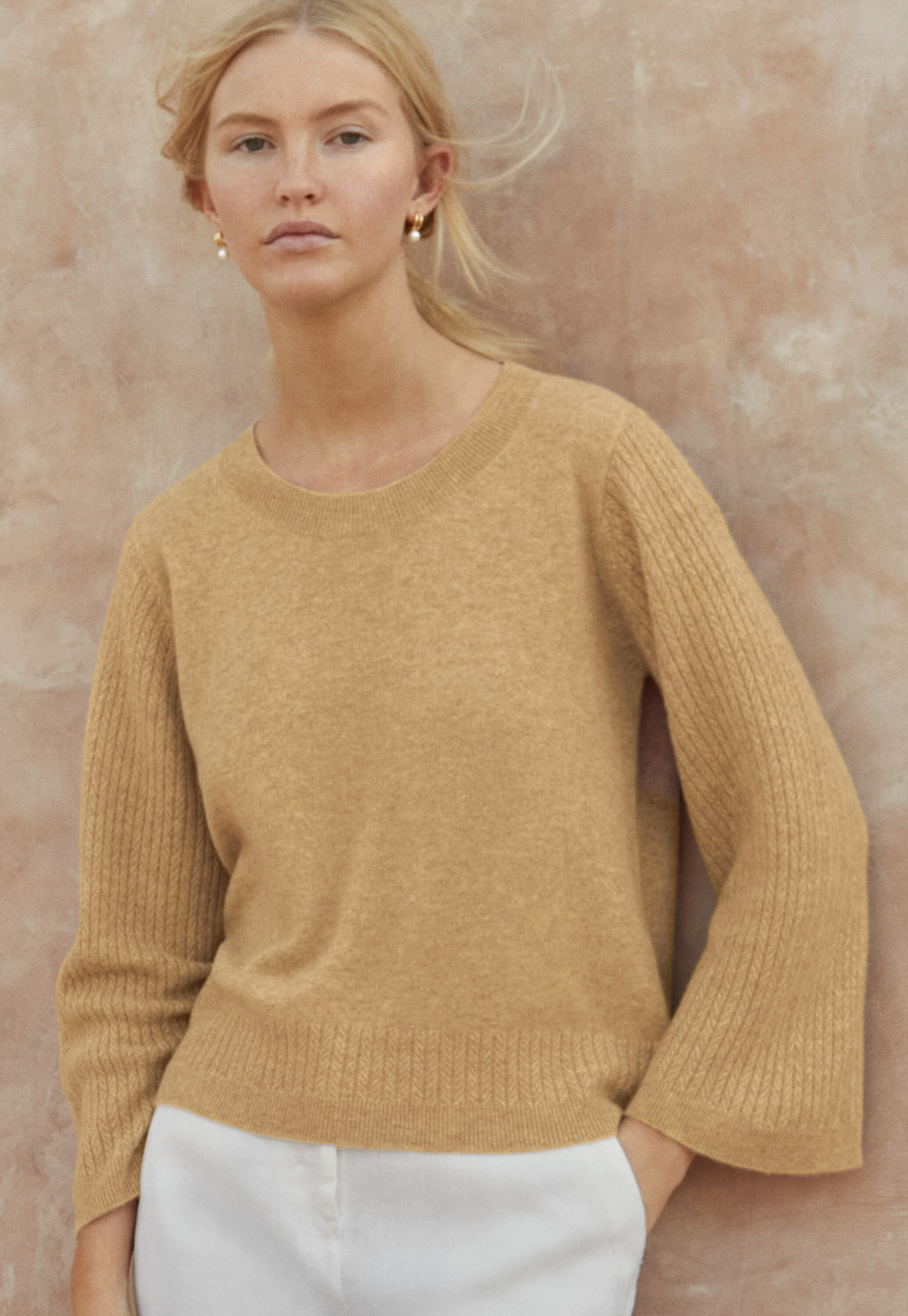 Cable-stitch-sleeve sweater