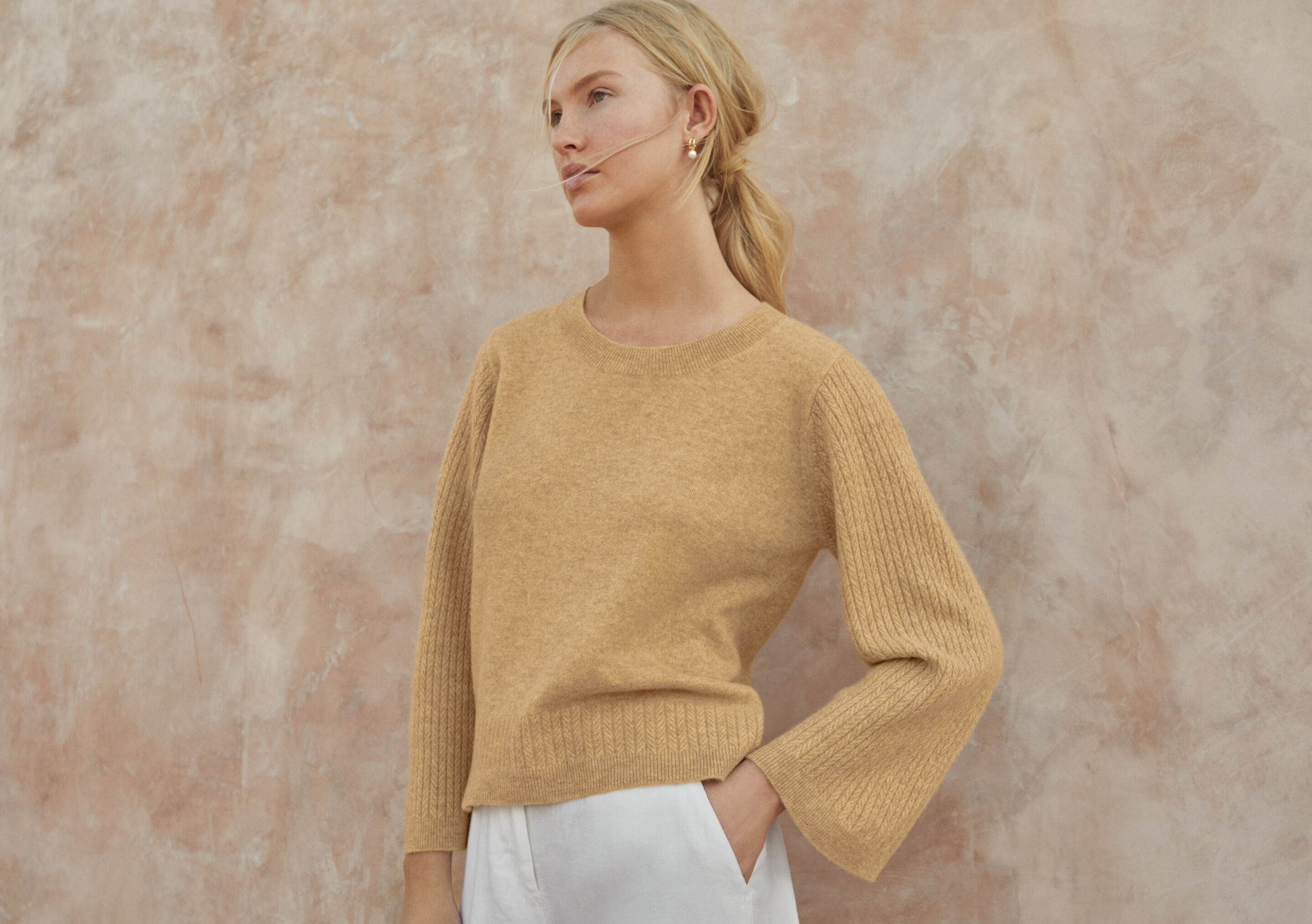 Cable-stitch-sleeve sweater