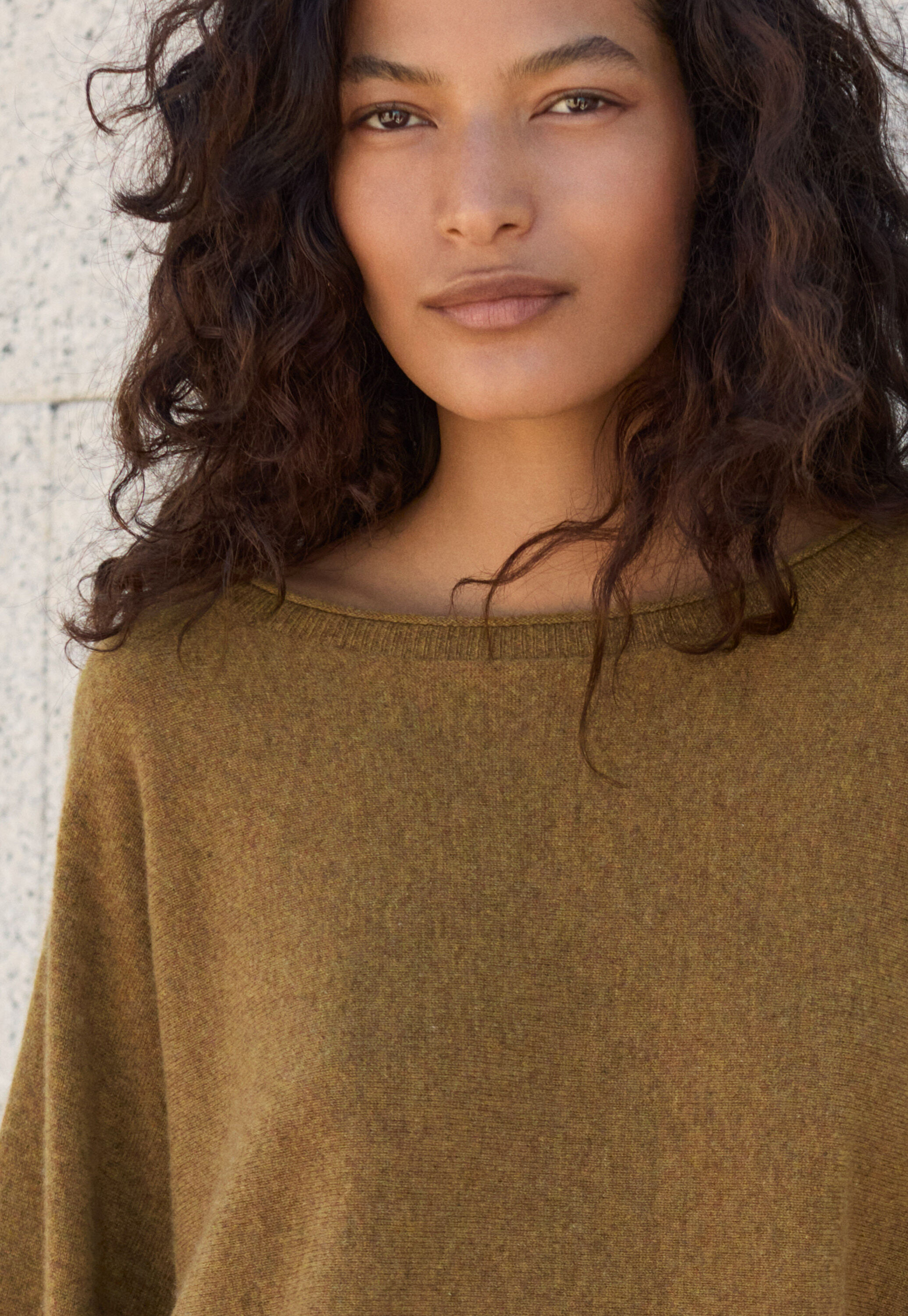 Dolman pleated-sleeve sweater