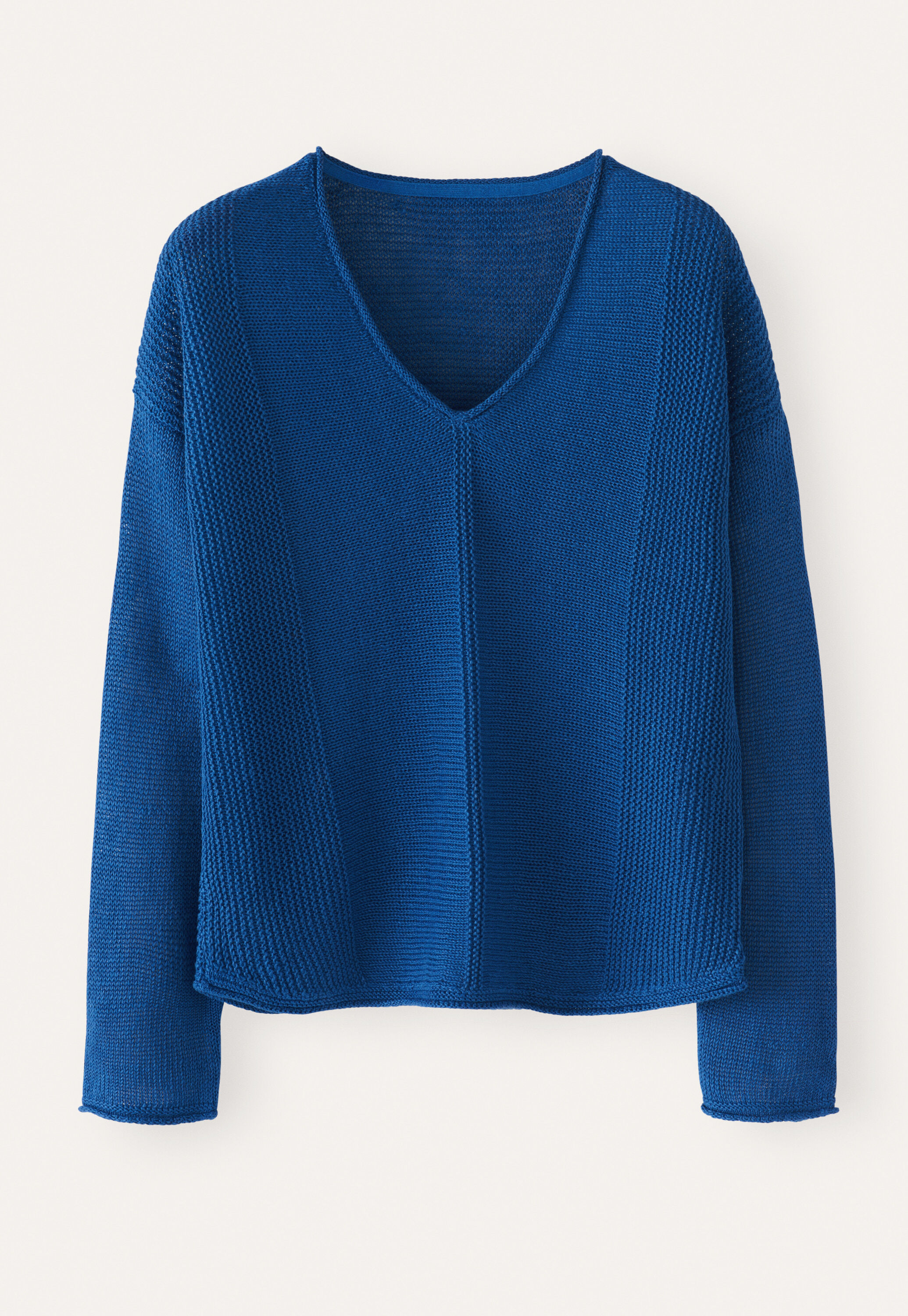 V-neck ribbed panel sweater