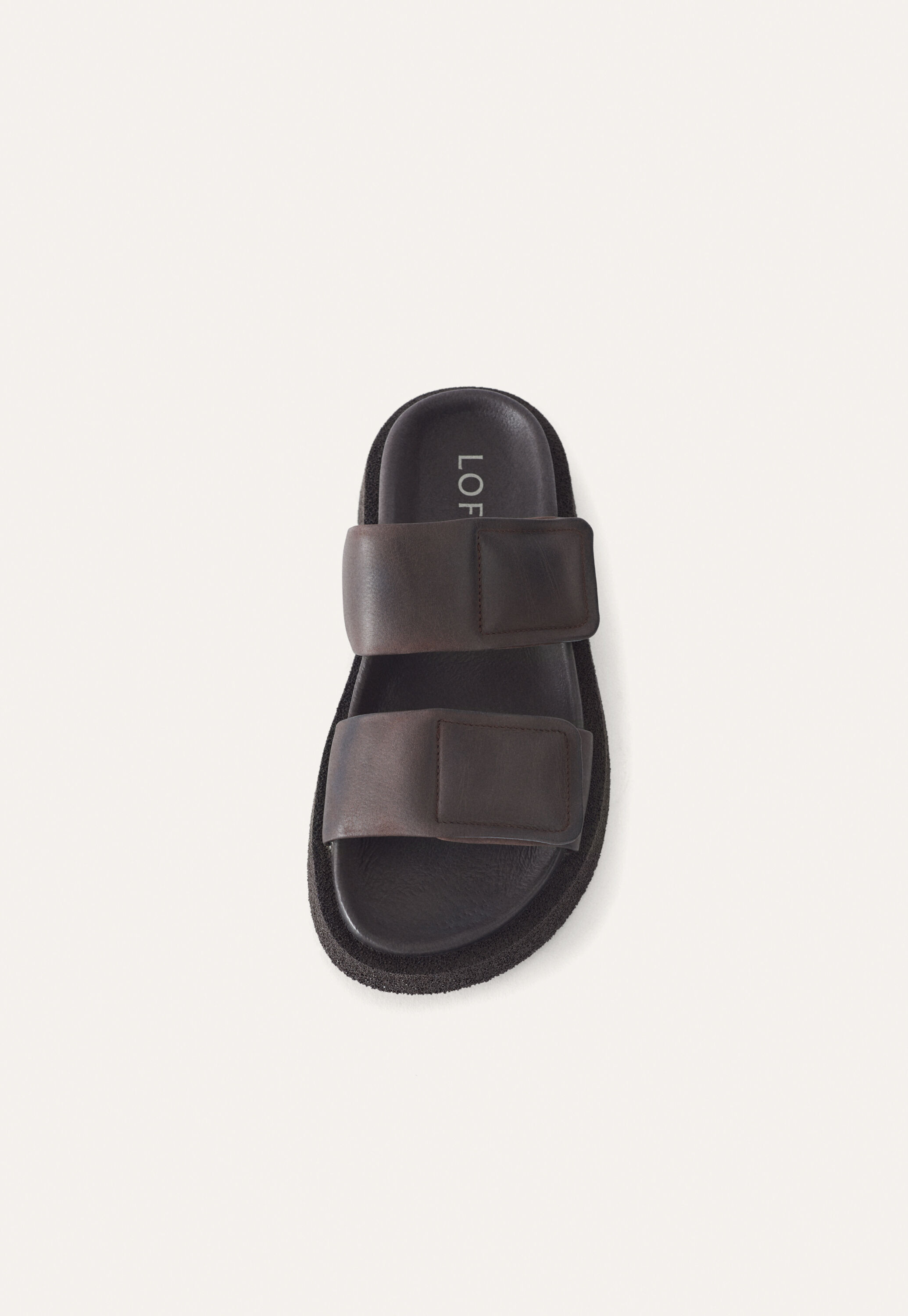 Chunky Velcro-strap sandals, Chocolate, large