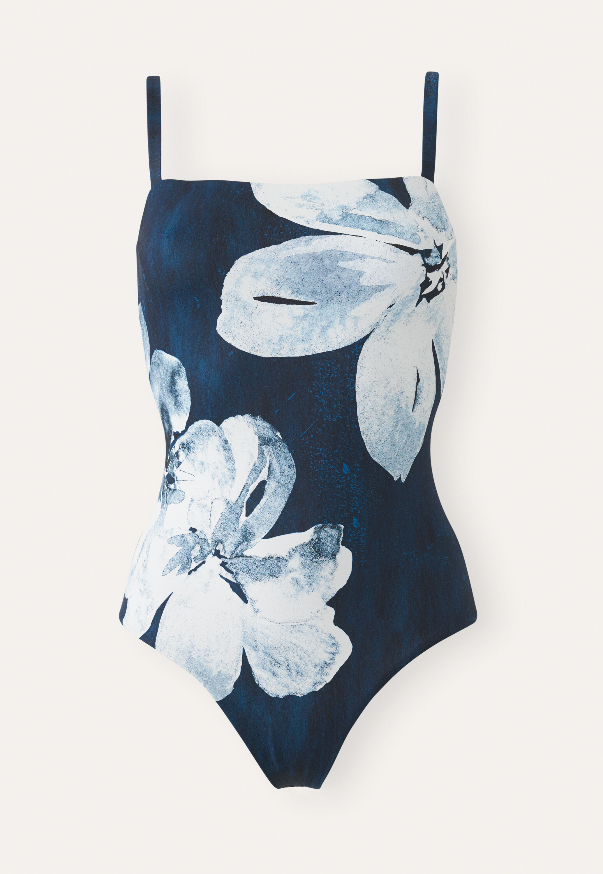 Printed square-neck swimsuit