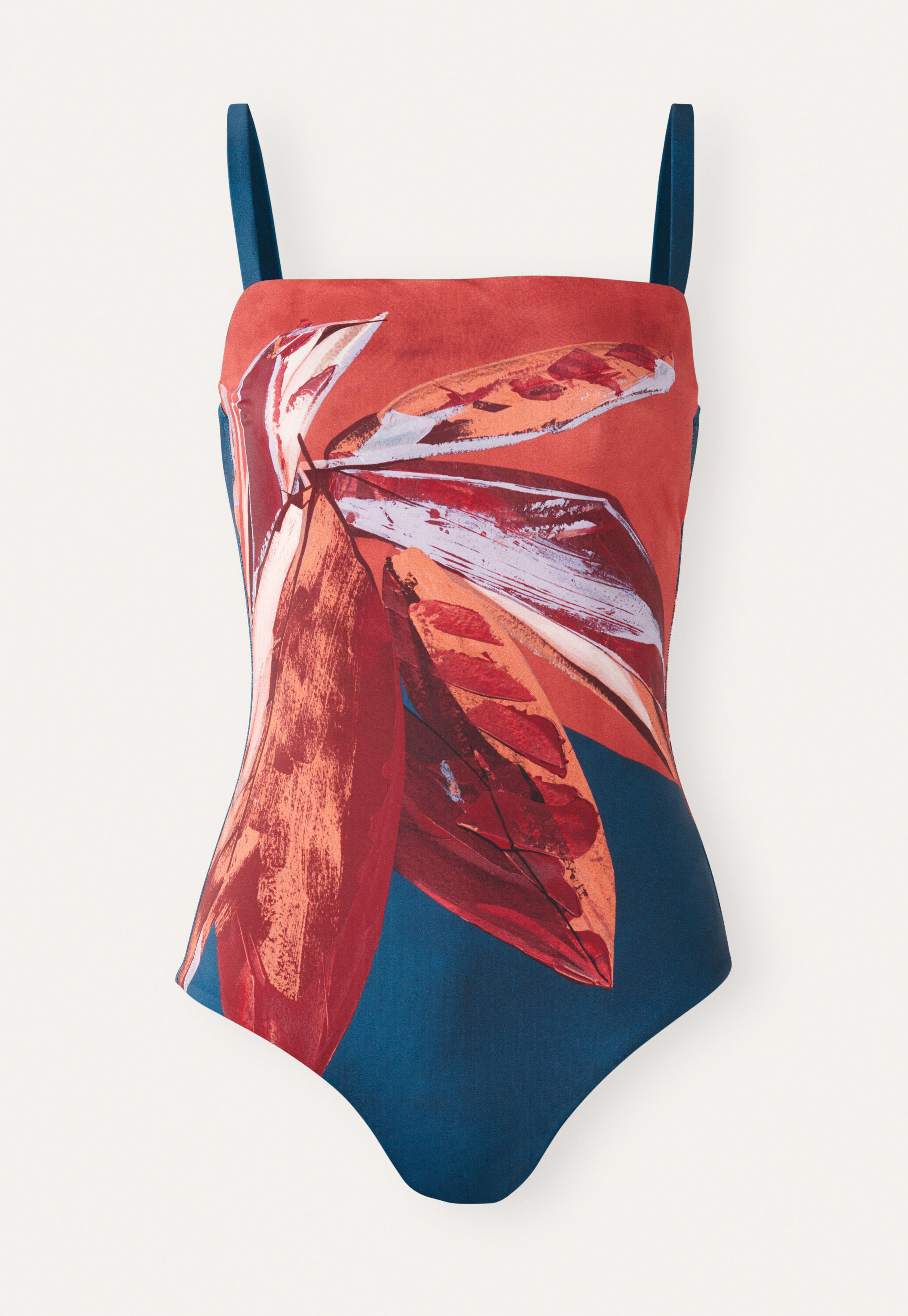 Printed square-neck swimsuit