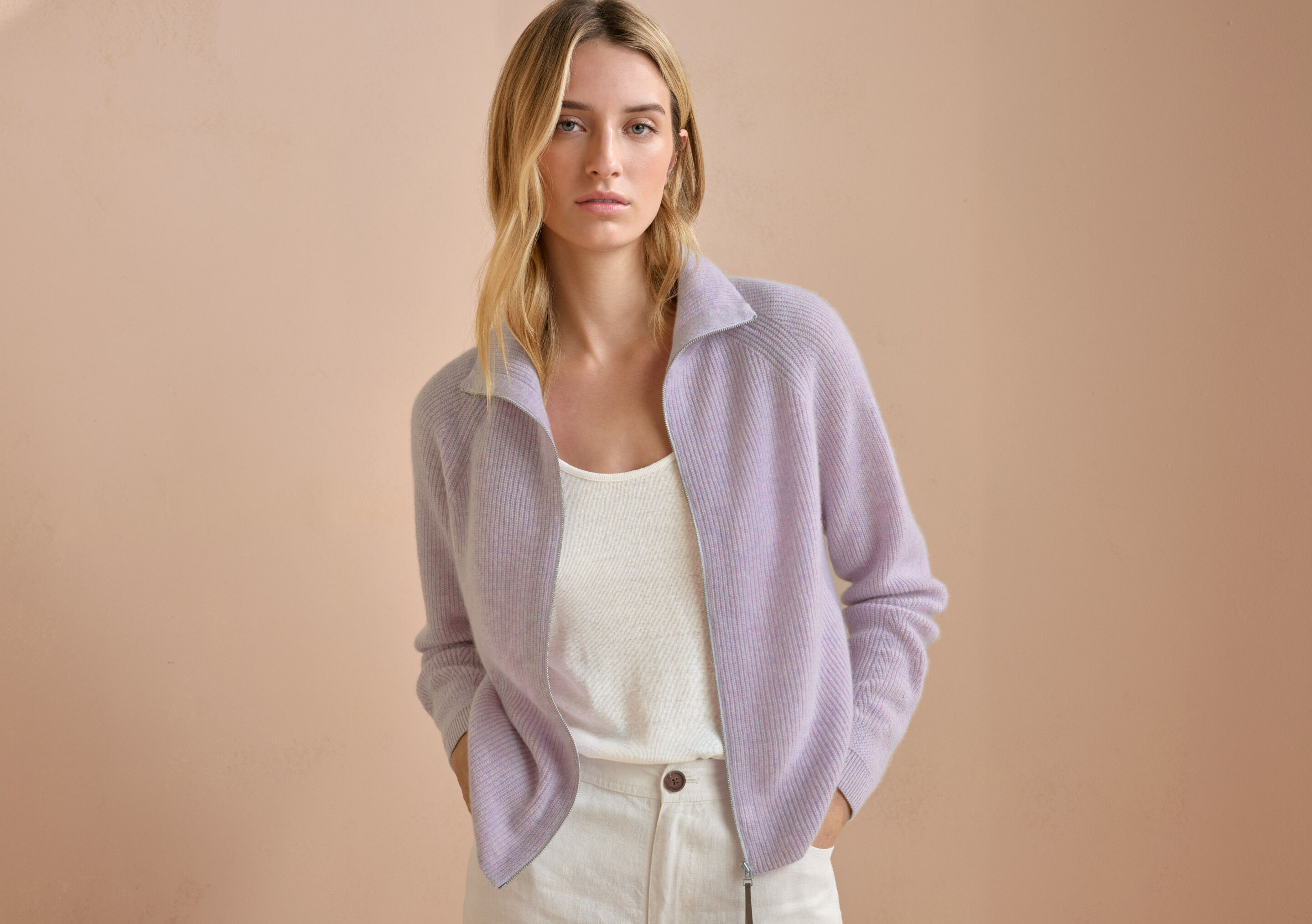 Zip-front cardigan
