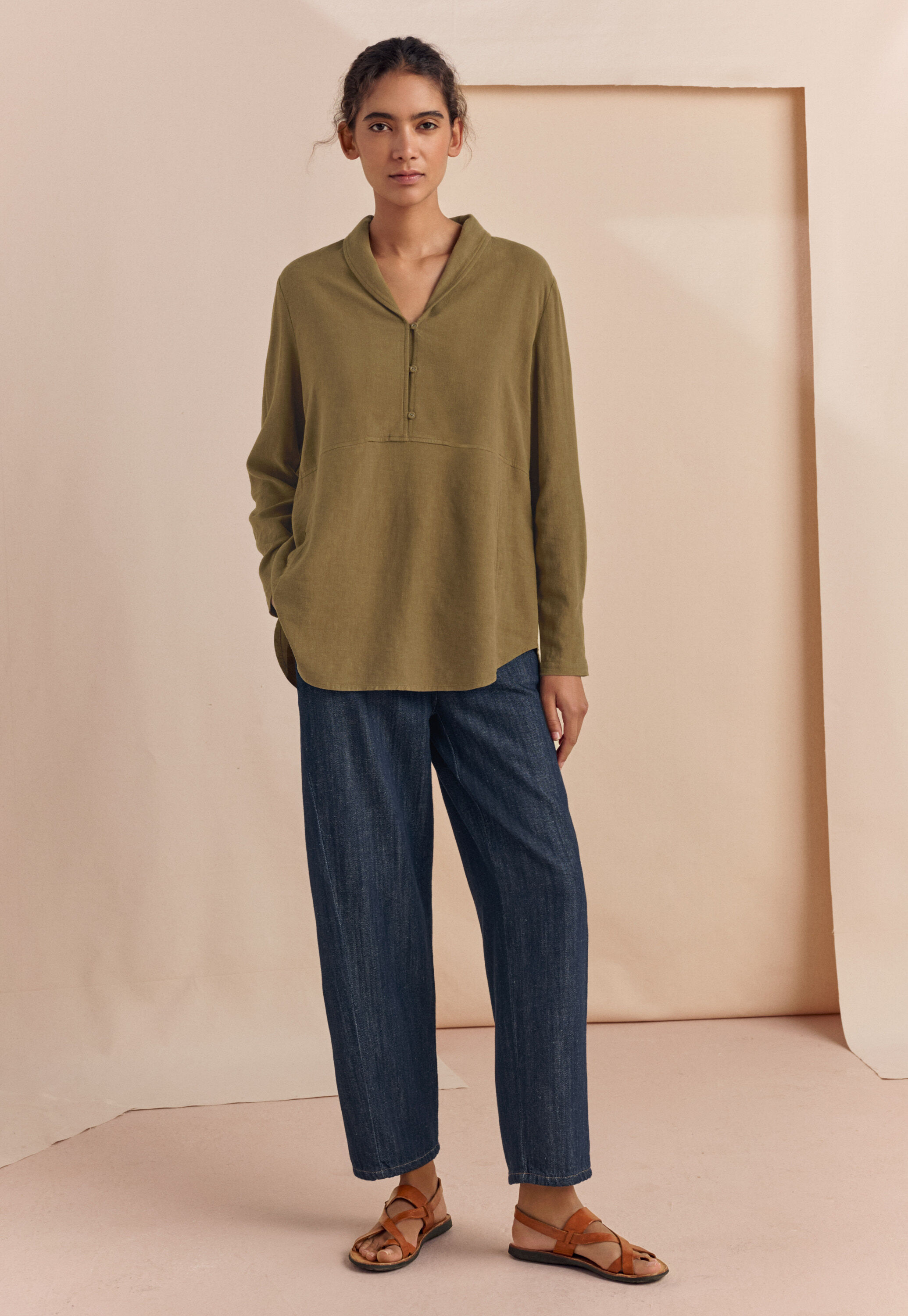 Shawl-collar blouse