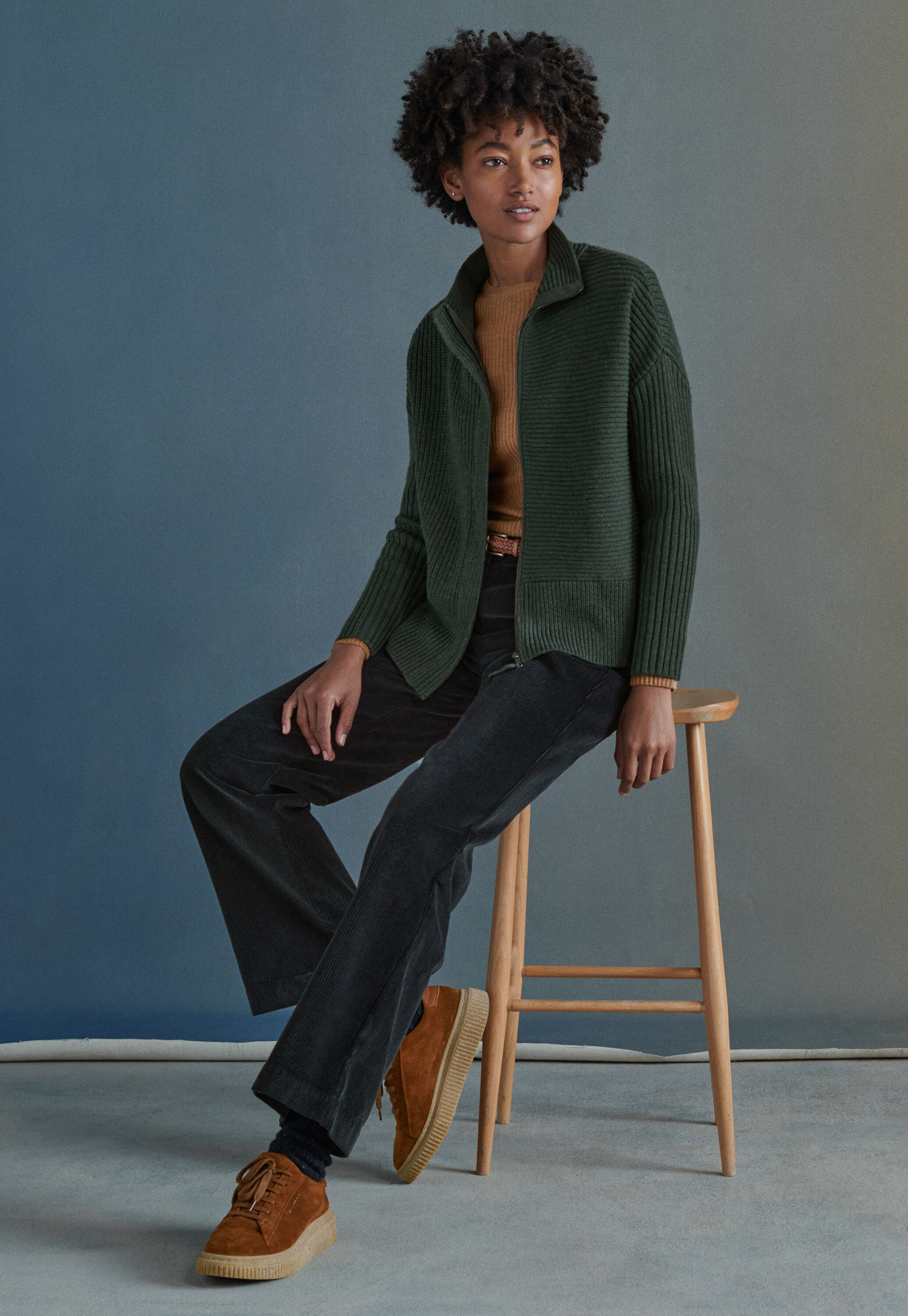 Zip-front cardigan