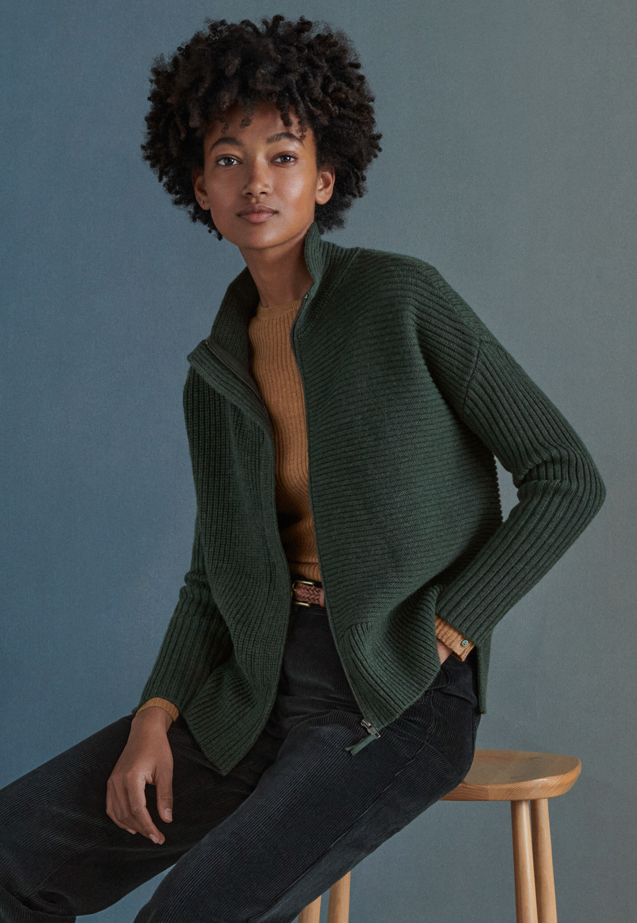 Zip-front cardigan