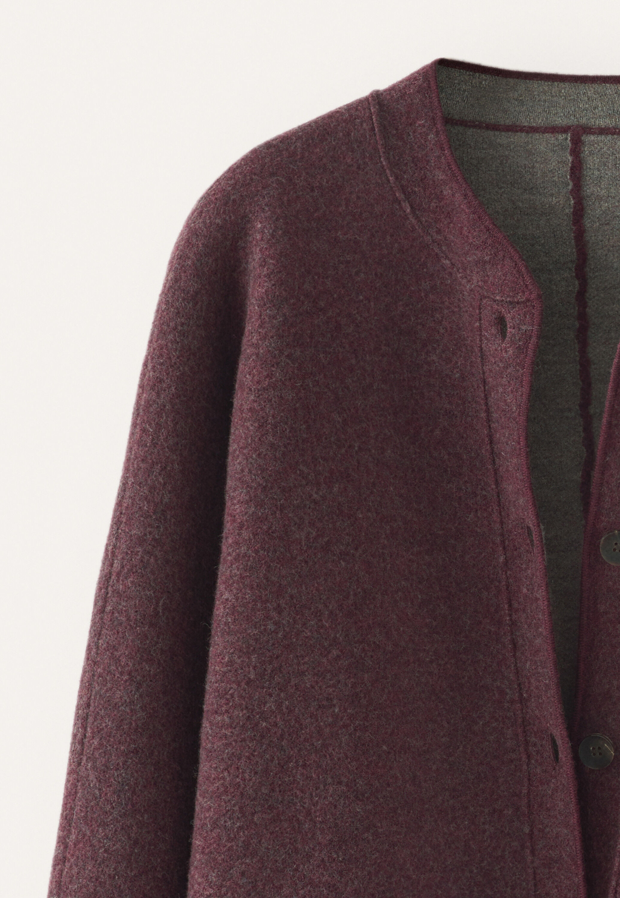 Plaited boiled jacket, Aubergine, large