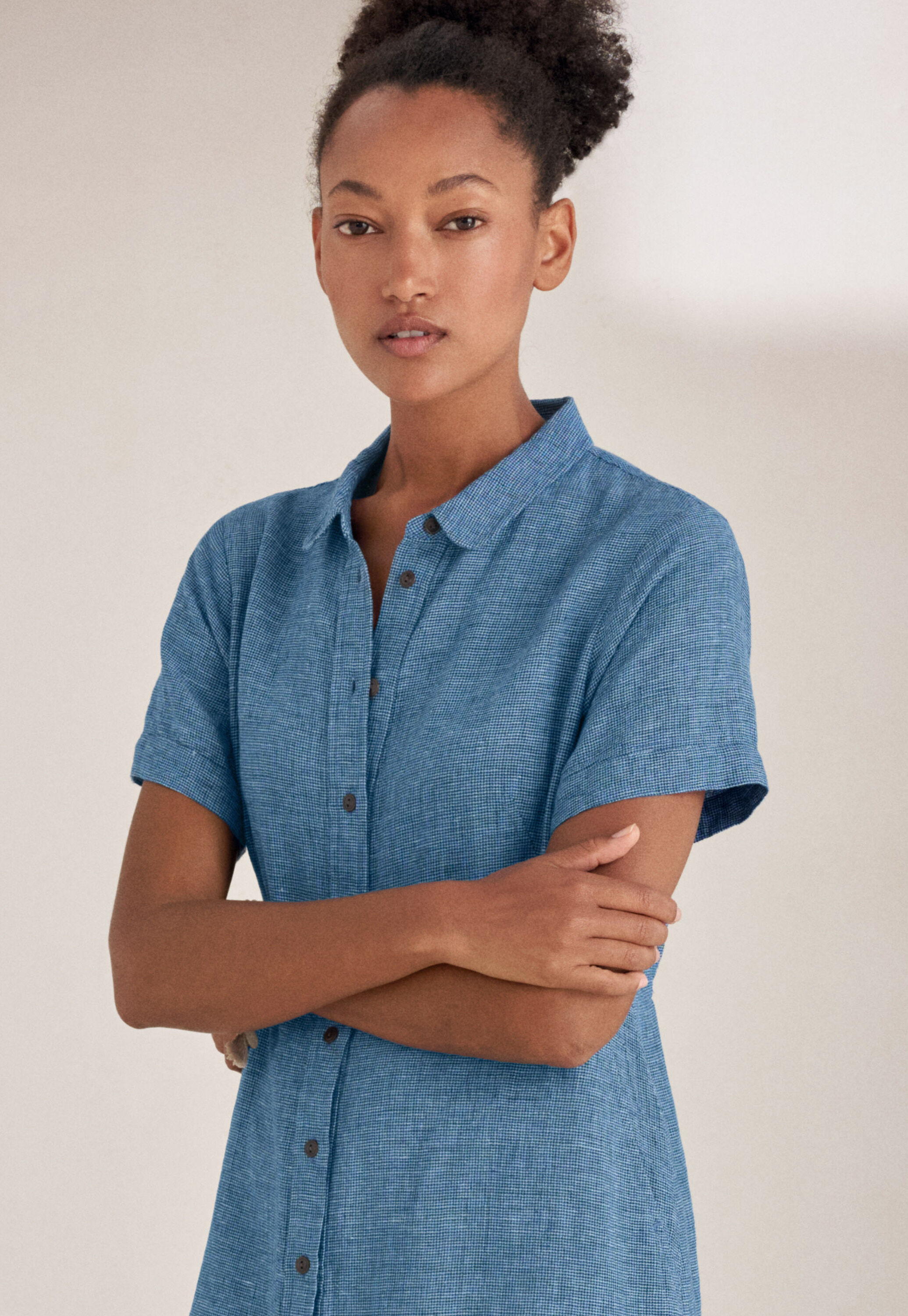 Gathered hem-seam dress