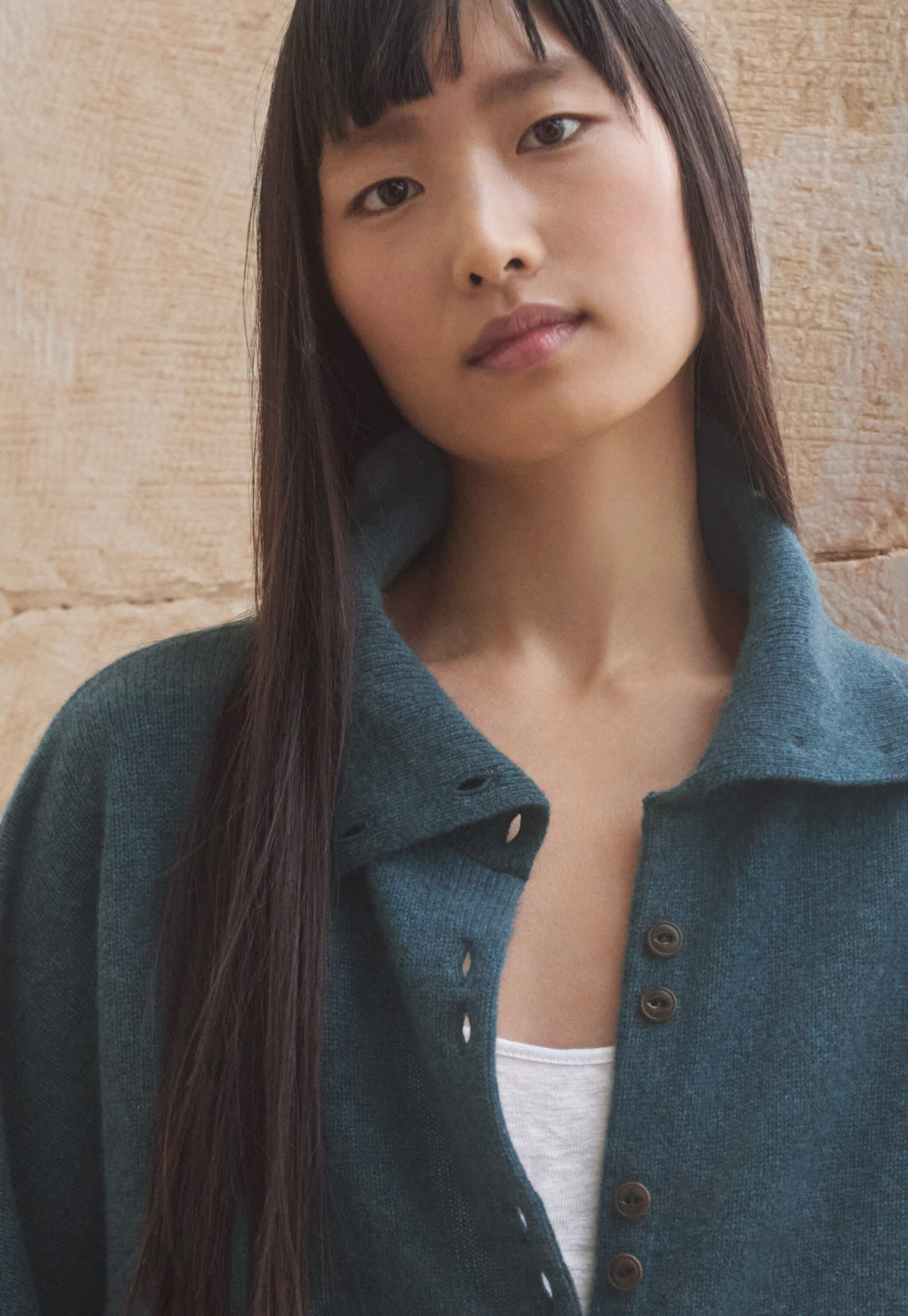 Funnel-neck cardigan