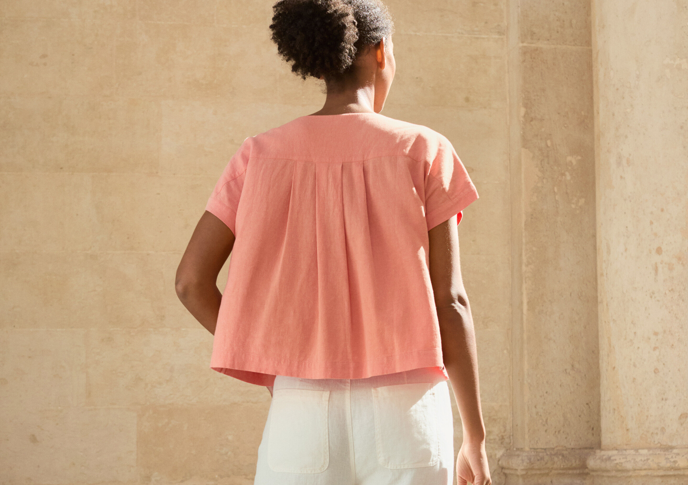 Funnel-neck blouse