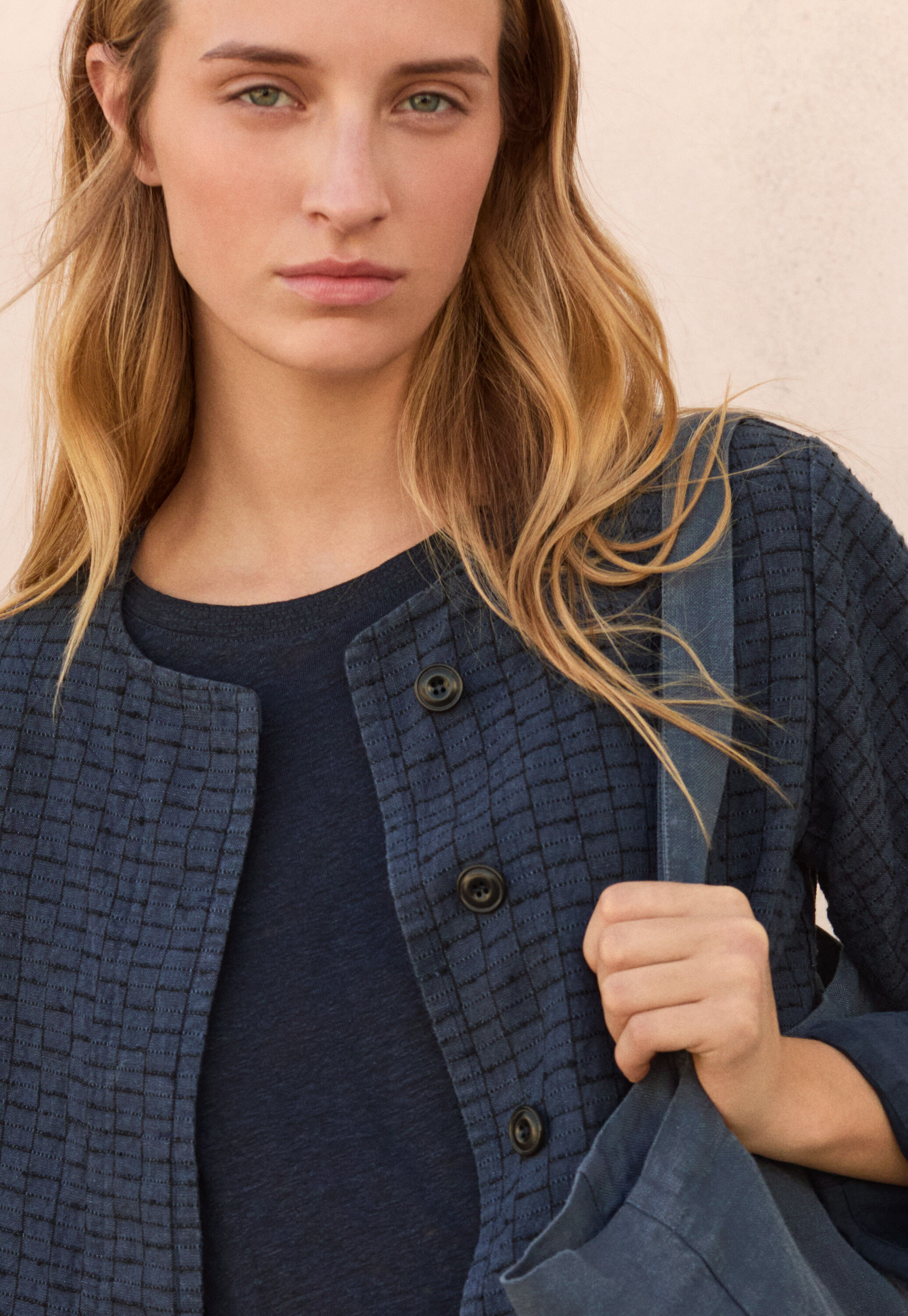 Checked boxy jacket
