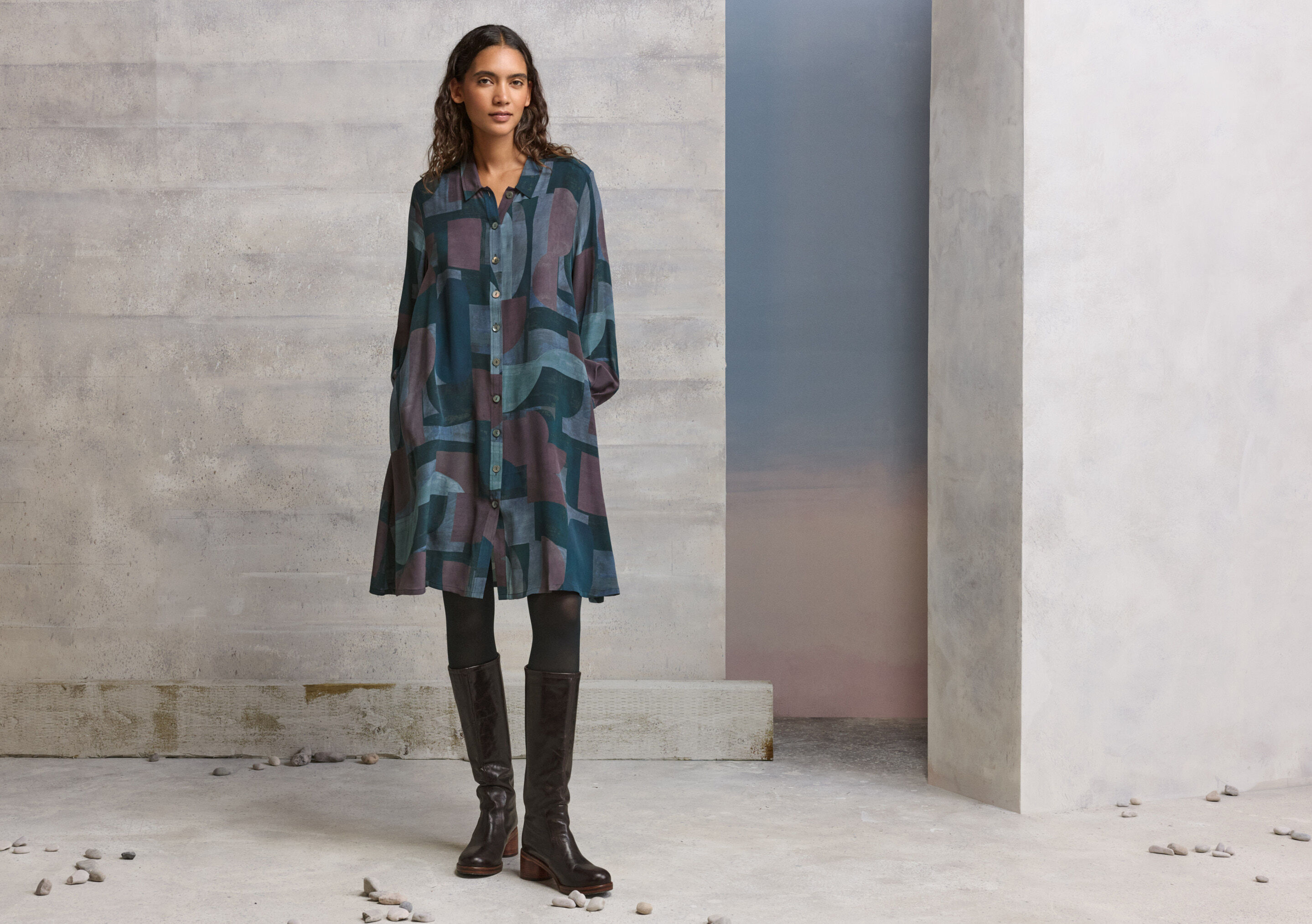 Printed shirtdress