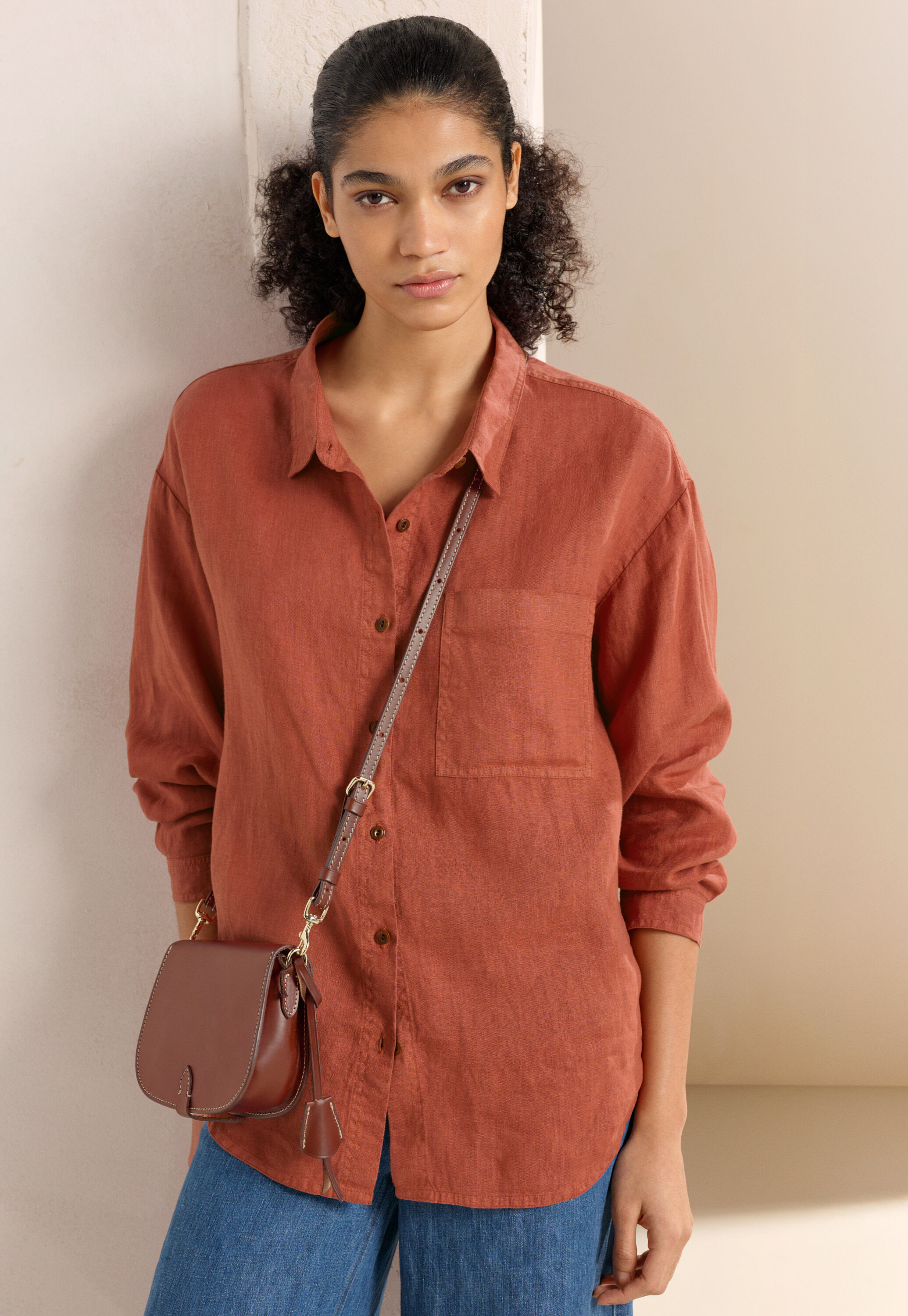 Funnel-neck blouse