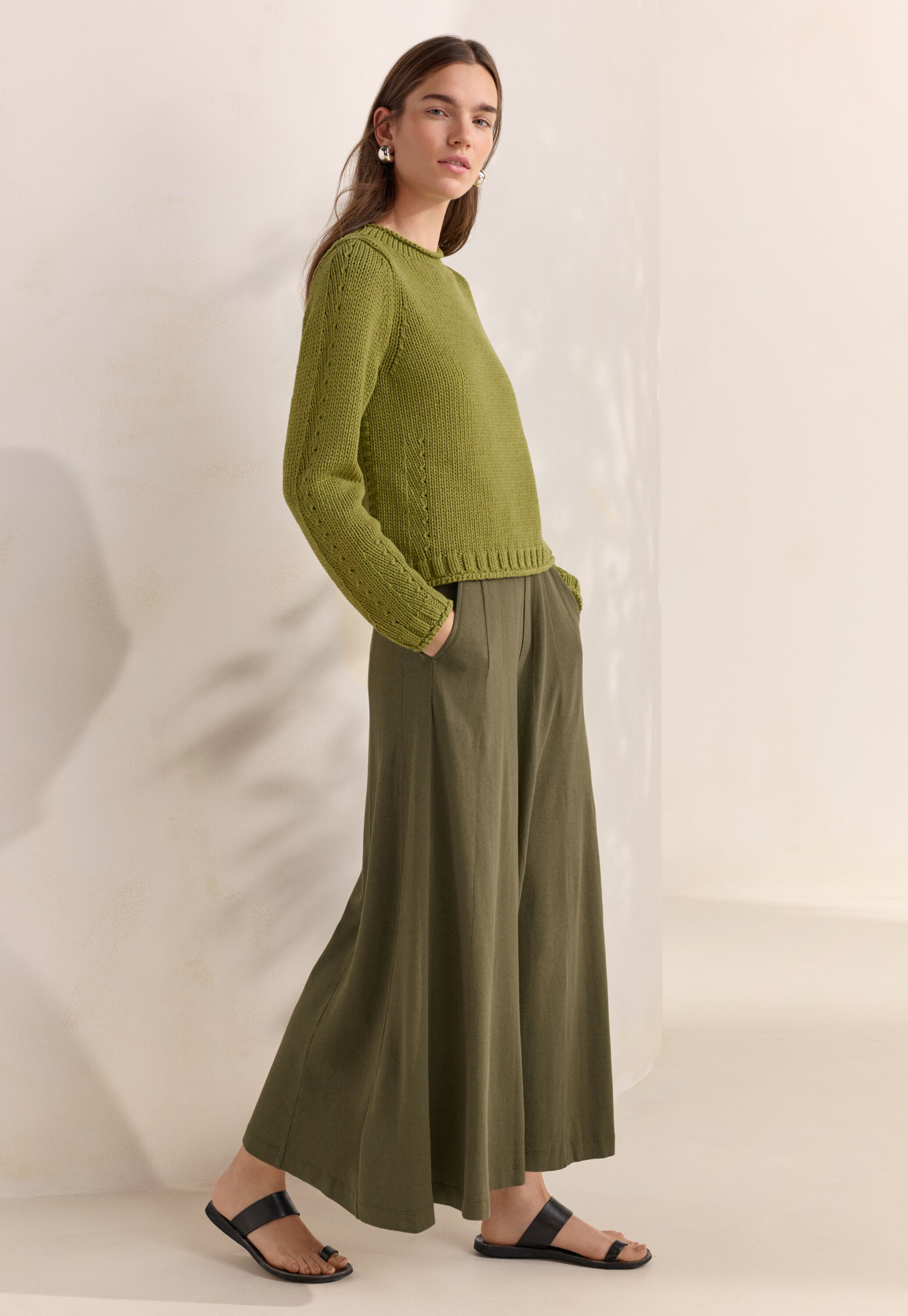 Wide-leg jersey trousers