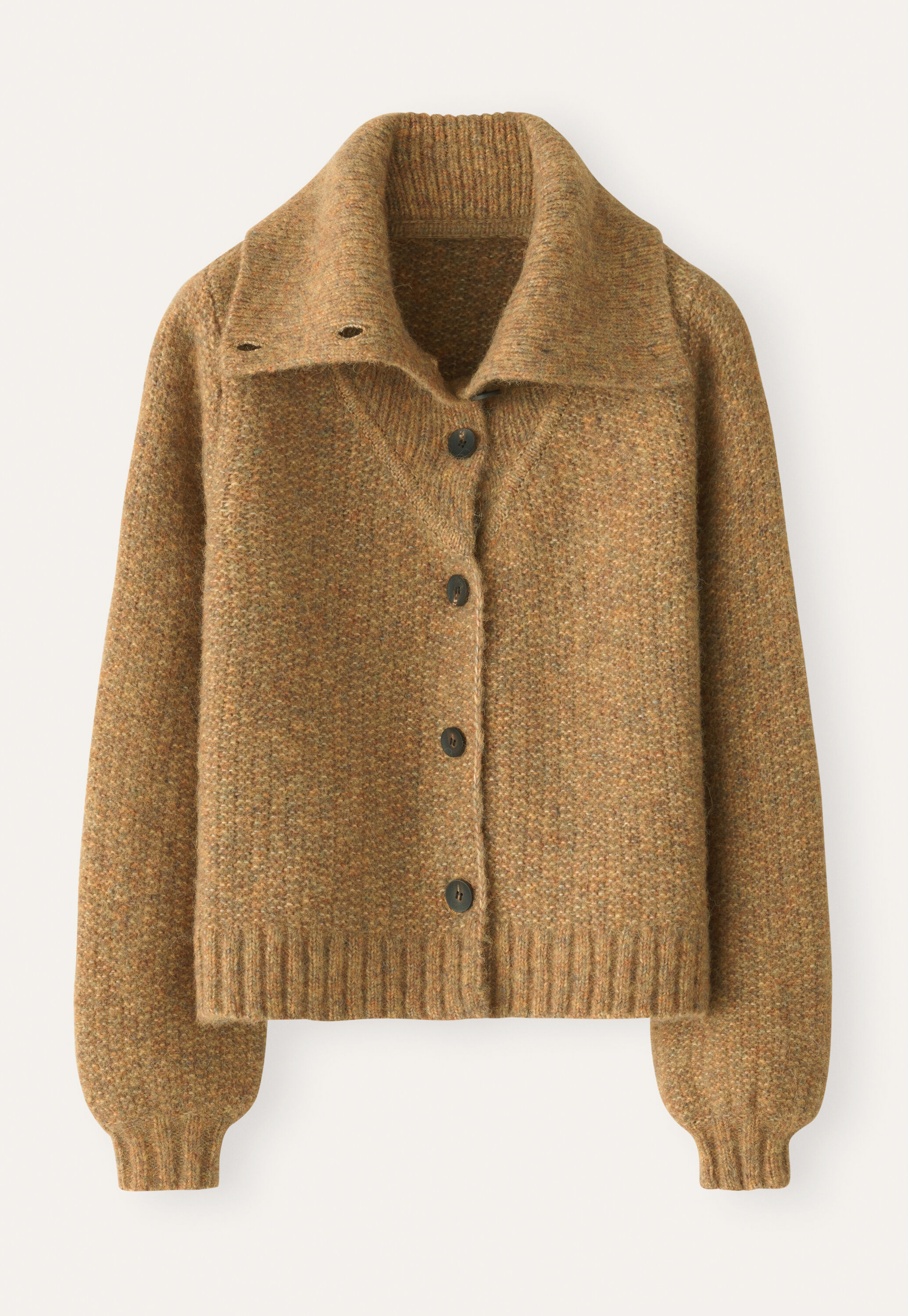 Funnel-neck cardigan