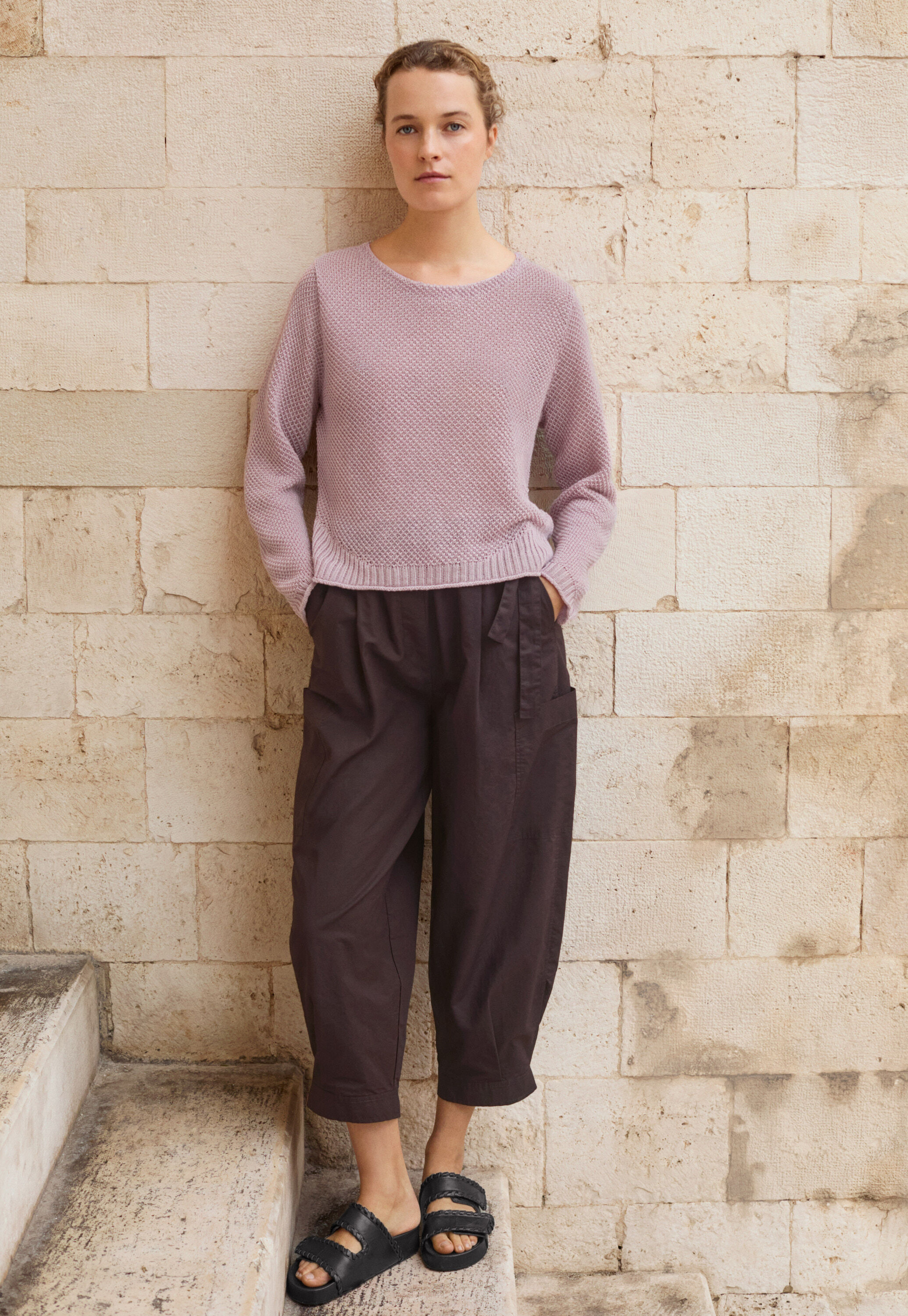 Cropped pull-on trousers