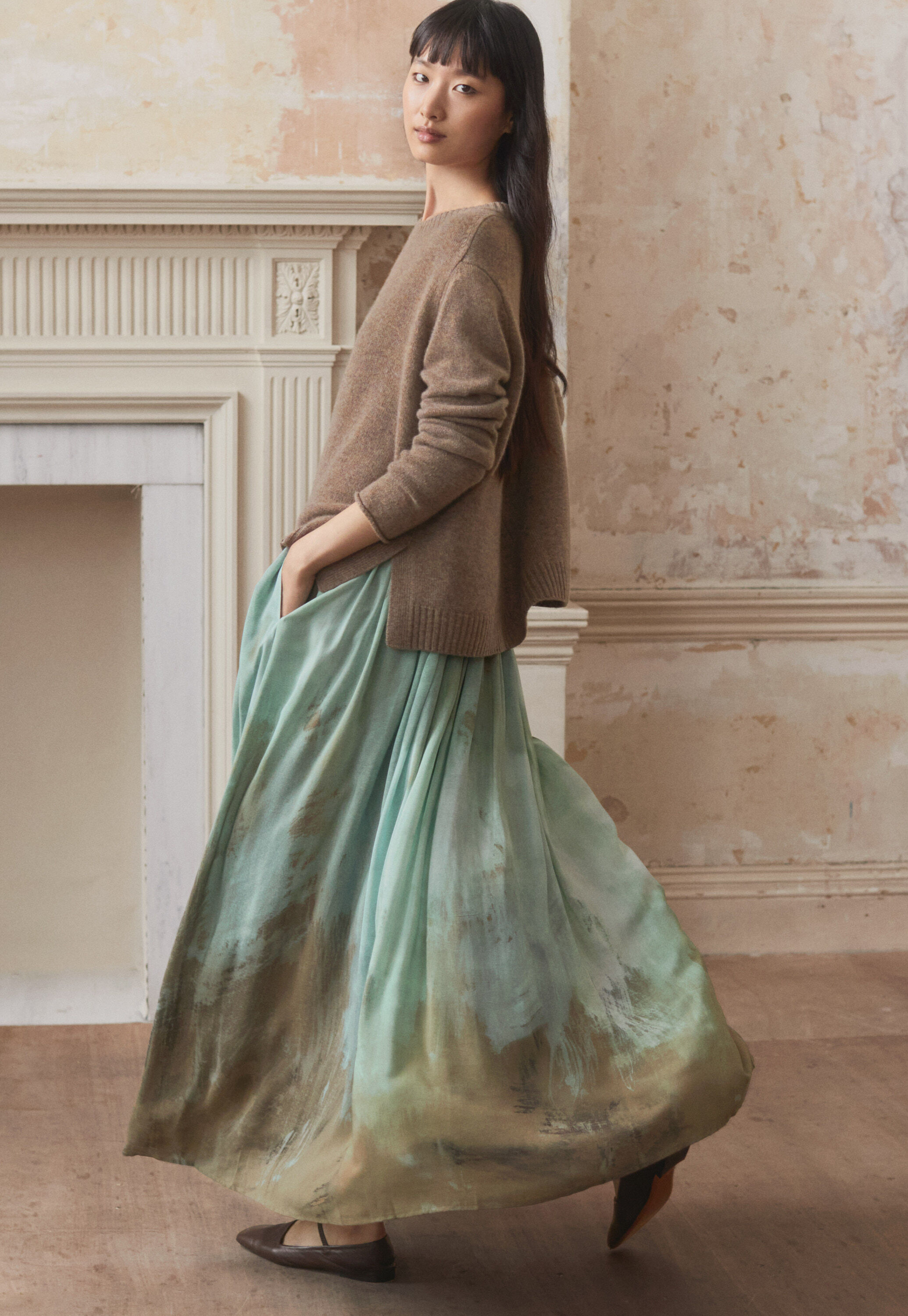 Printed pleated skirt