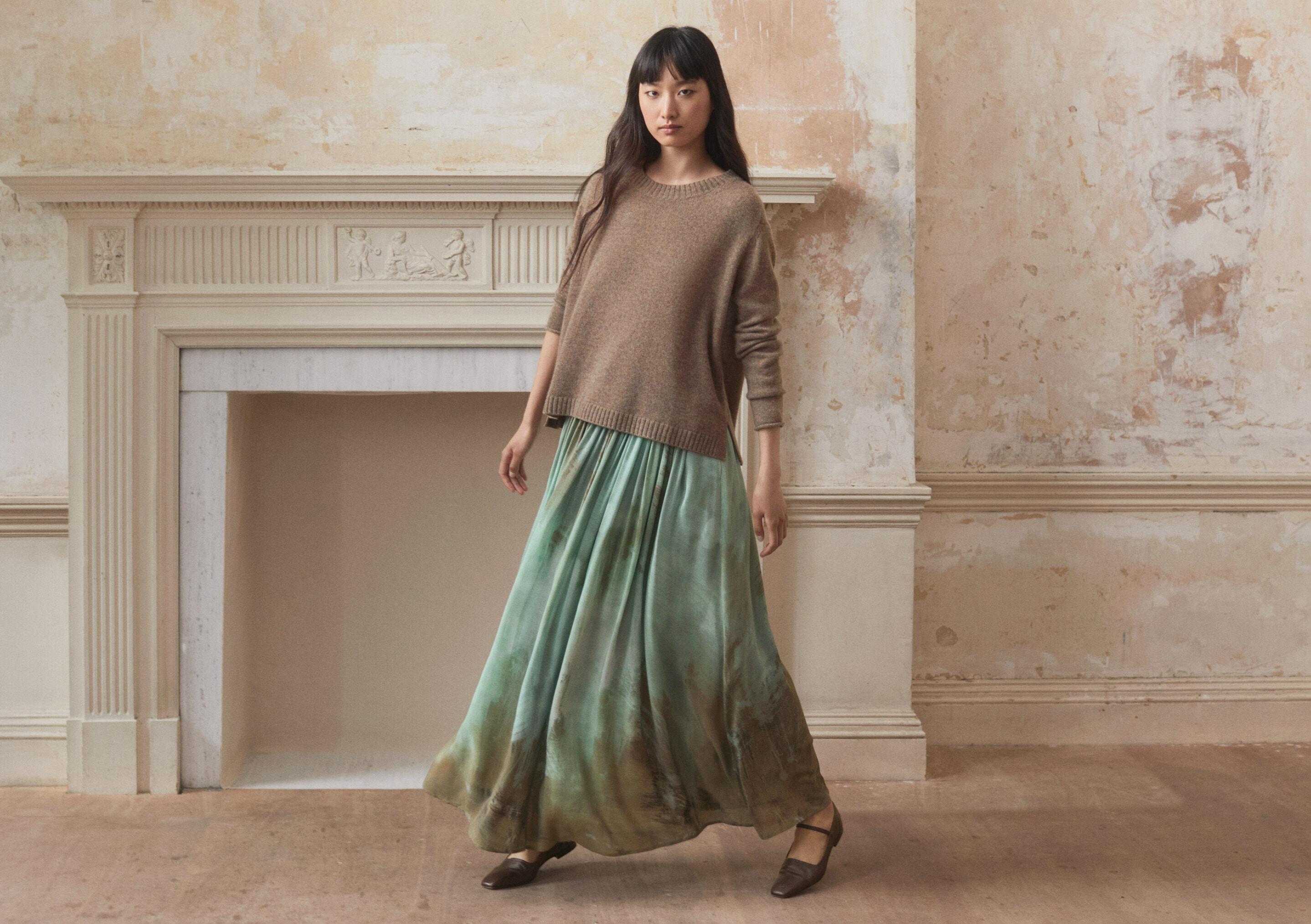Printed pleated skirt