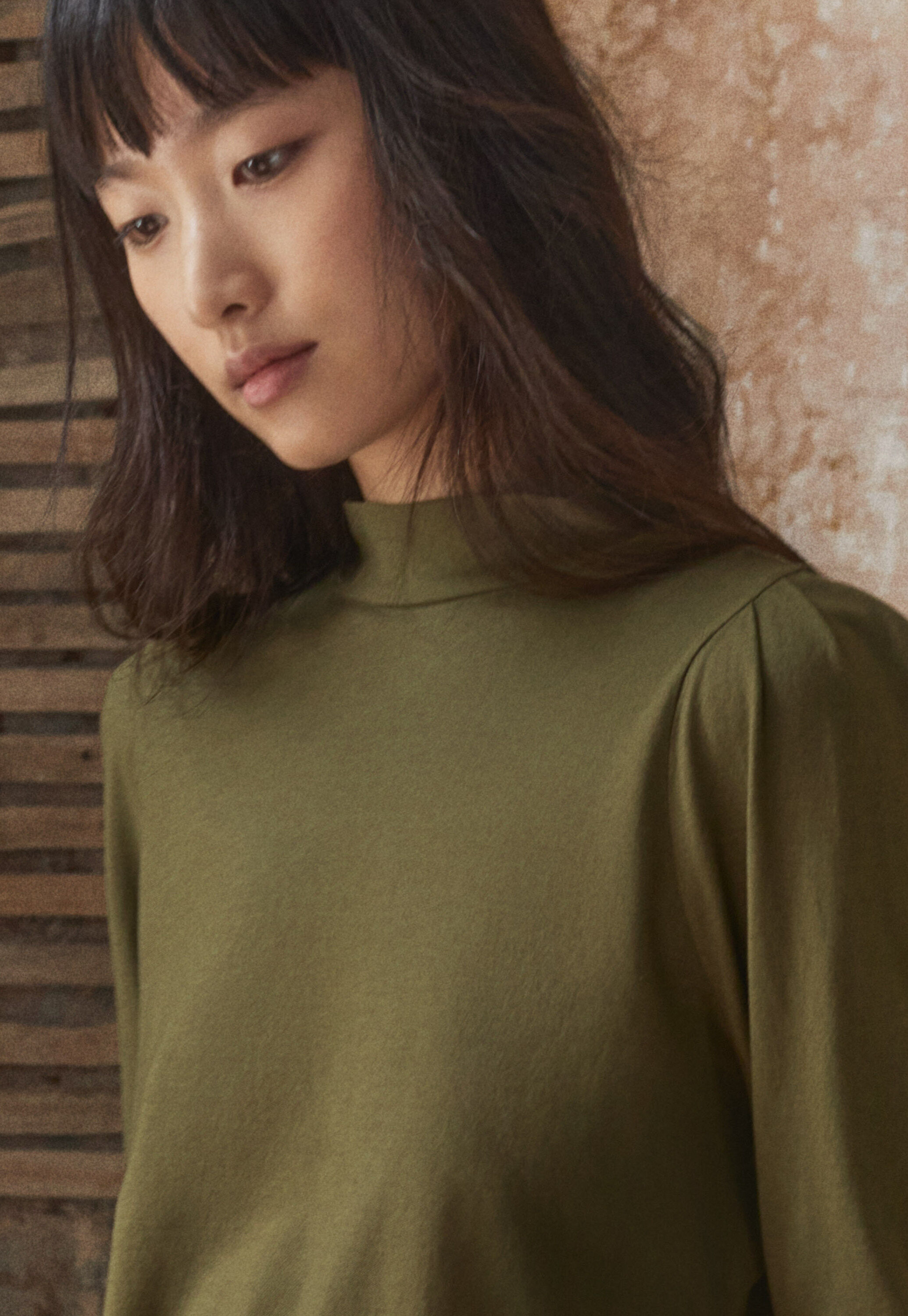 Jersey high-neck top