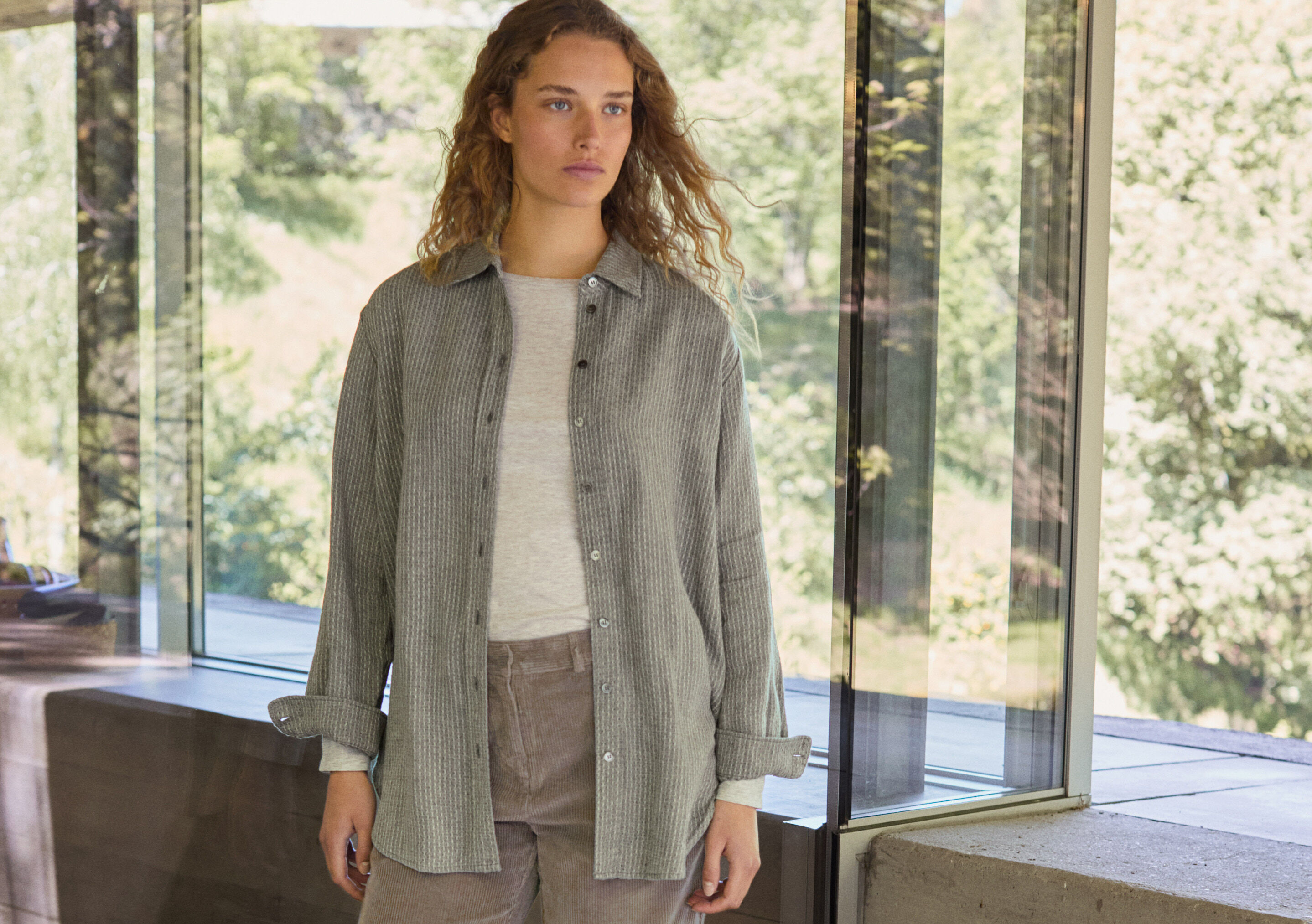 Textured weave overshirt